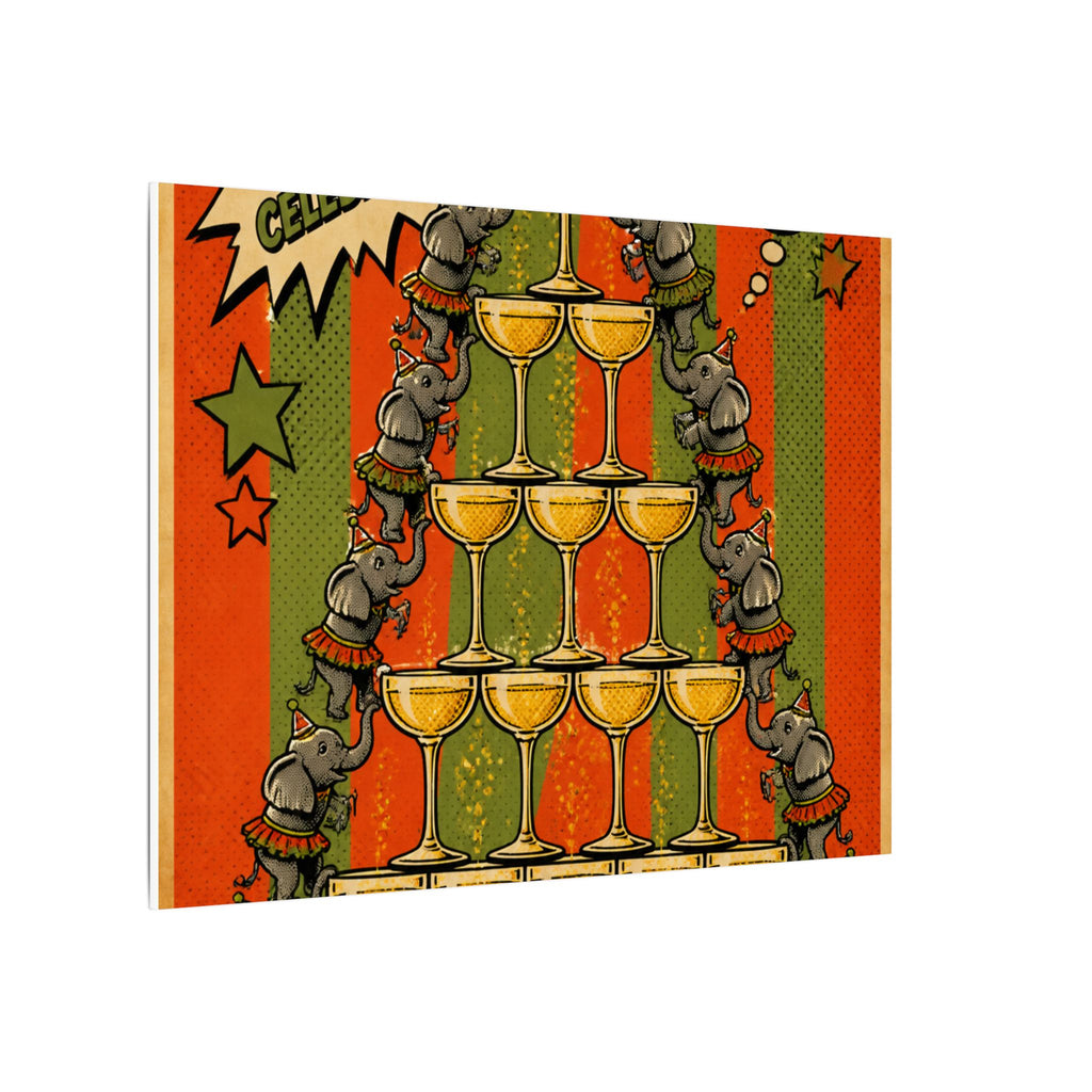 Champagne Tower Elephants Wall Art Canvas 16×20 Pop Art Living Room Decor Maximalist Print