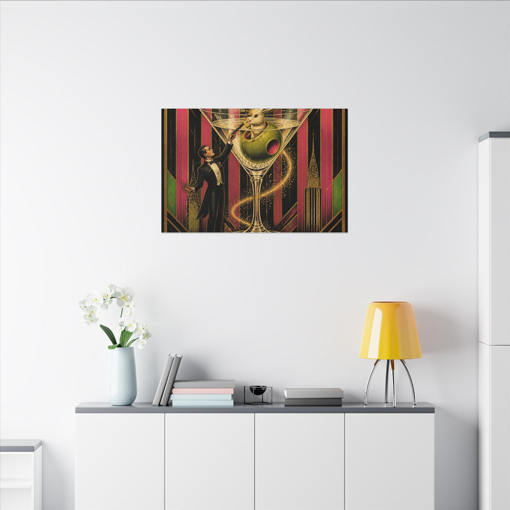 Martini Magician Wall Art Canvas 24×36 Art Deco Bar Area Decor Maximalist Print