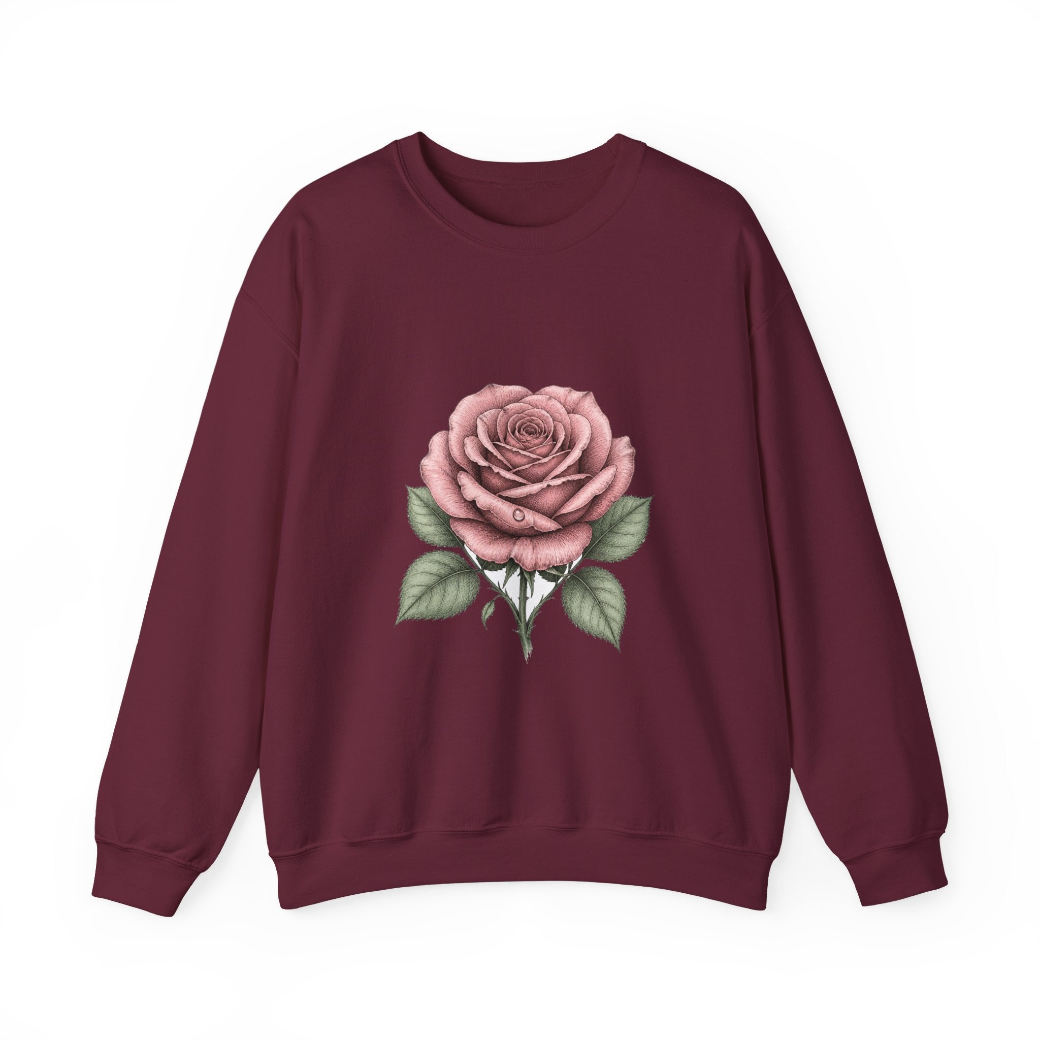 Matching Couple Sweatshirt - Rose & Thorn Matching Couple Comfort Colors Crew Hand-Drawn Art His Hers Anniversary Gift - Design A