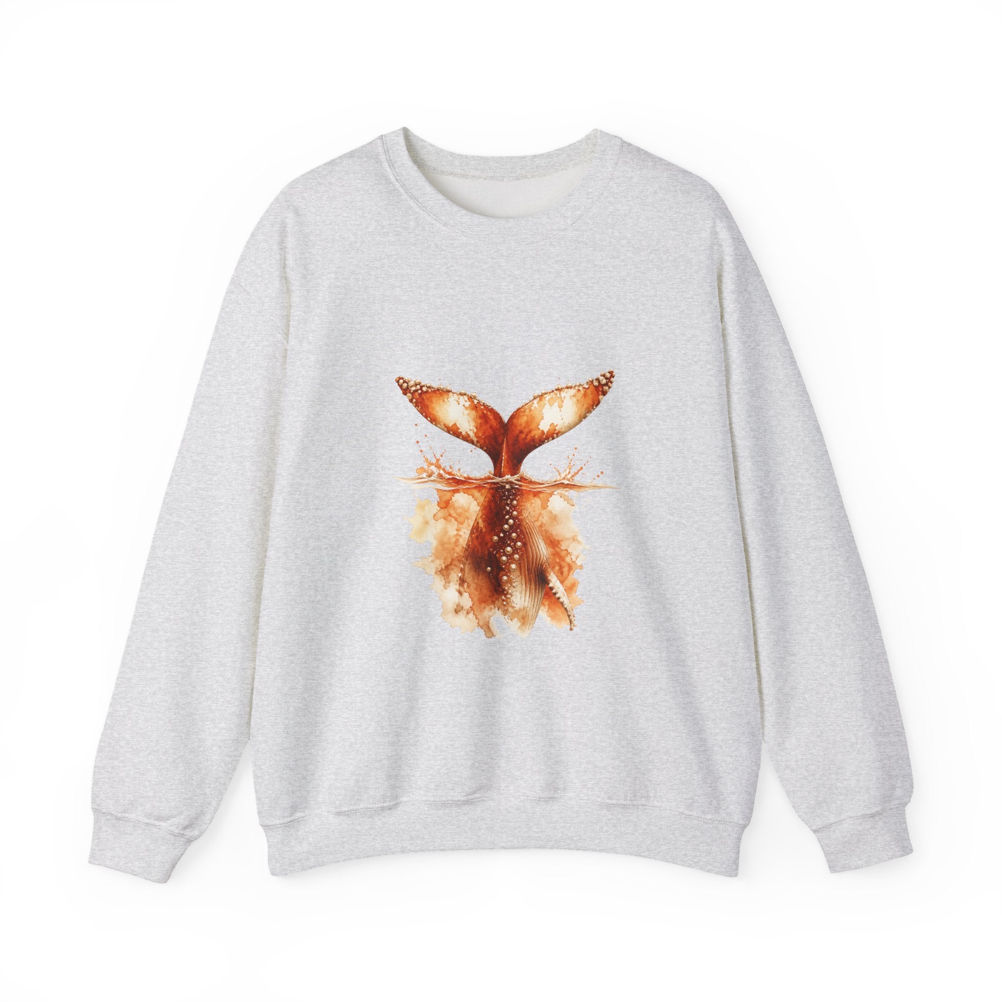 Matching Couple Sweatshirt - Eagle & Whale Matching Couple Premium Fleece Sweatshirt Watercolor Art His Hers Birthday Gift - Design B