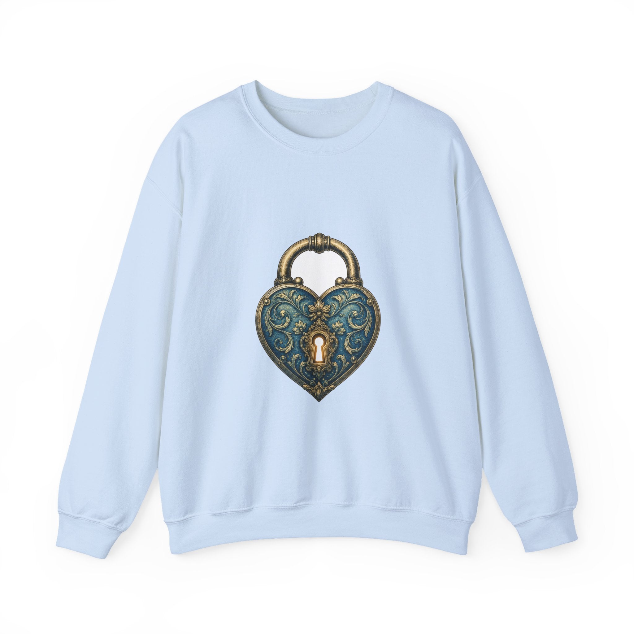 Matching Couple Sweatshirt - Key & Lock Matching Couple Crewneck Sweatshirt Vintage Art His Hers Wedding Gift - Design B