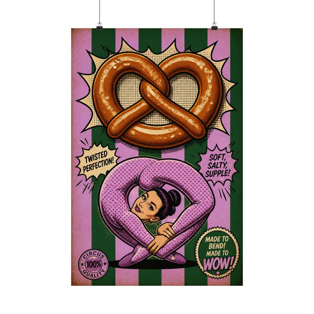 Pretzel Contortionist Wall Art Poster 24×36 Pop Art Restaurant Decor Maximalist Print