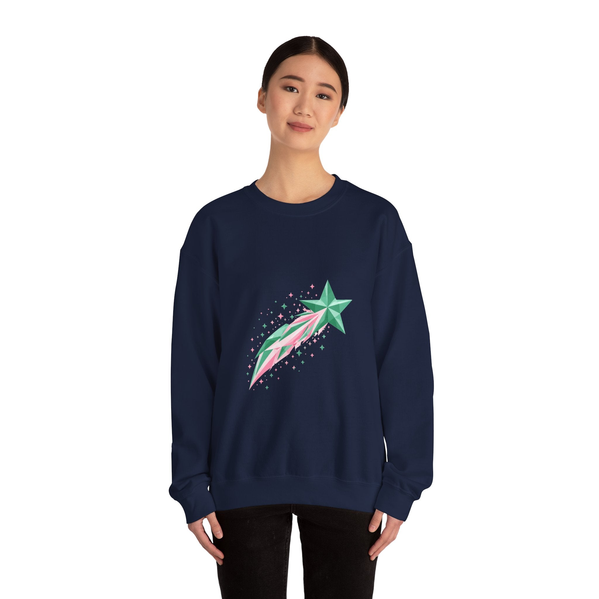 Matching Couple Sweatshirt - Shooting Star & North Star Matching Couple Premium Fleece Sweatshirt Geometric Art His Hers Love Gift - Design A