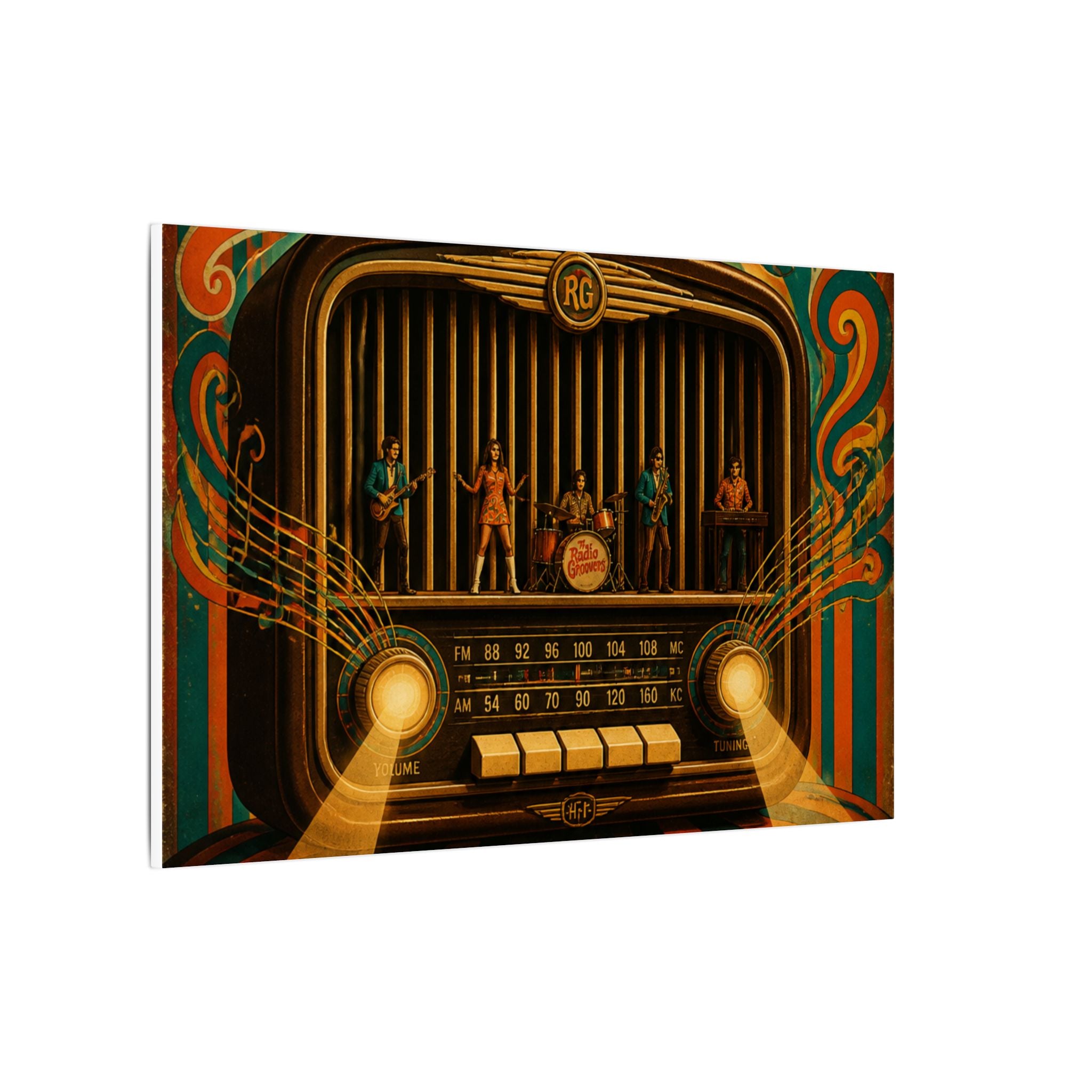 Vintage Radio Stage Wall Art Canvas 24×36 Psychedelic Dining Room Decor Maximalist Print