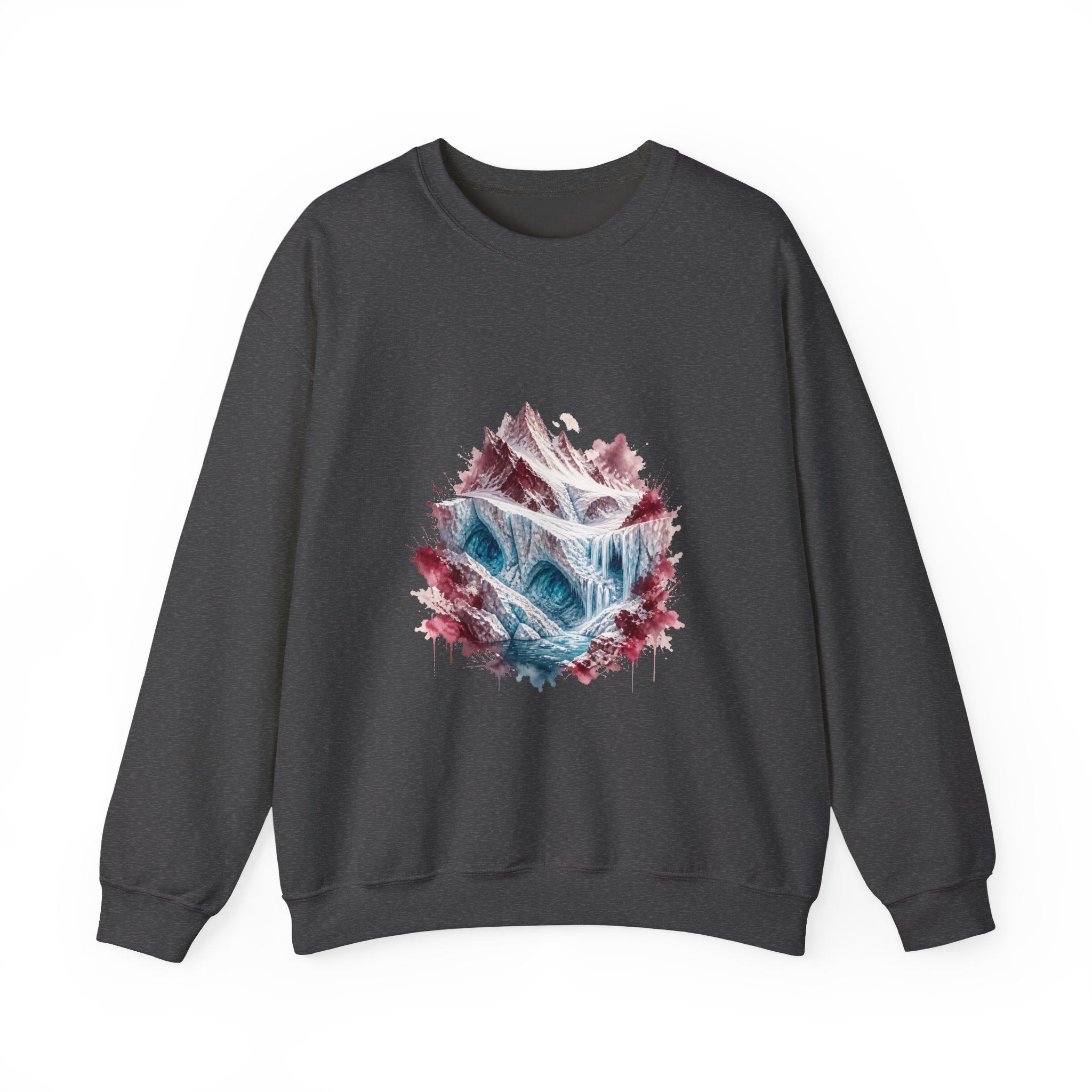 Matching Couple Sweatshirt - Volcano & Glacier Matching Couple Comfort Colors Crew Watercolor Art His Hers Birthday Gift - Design B