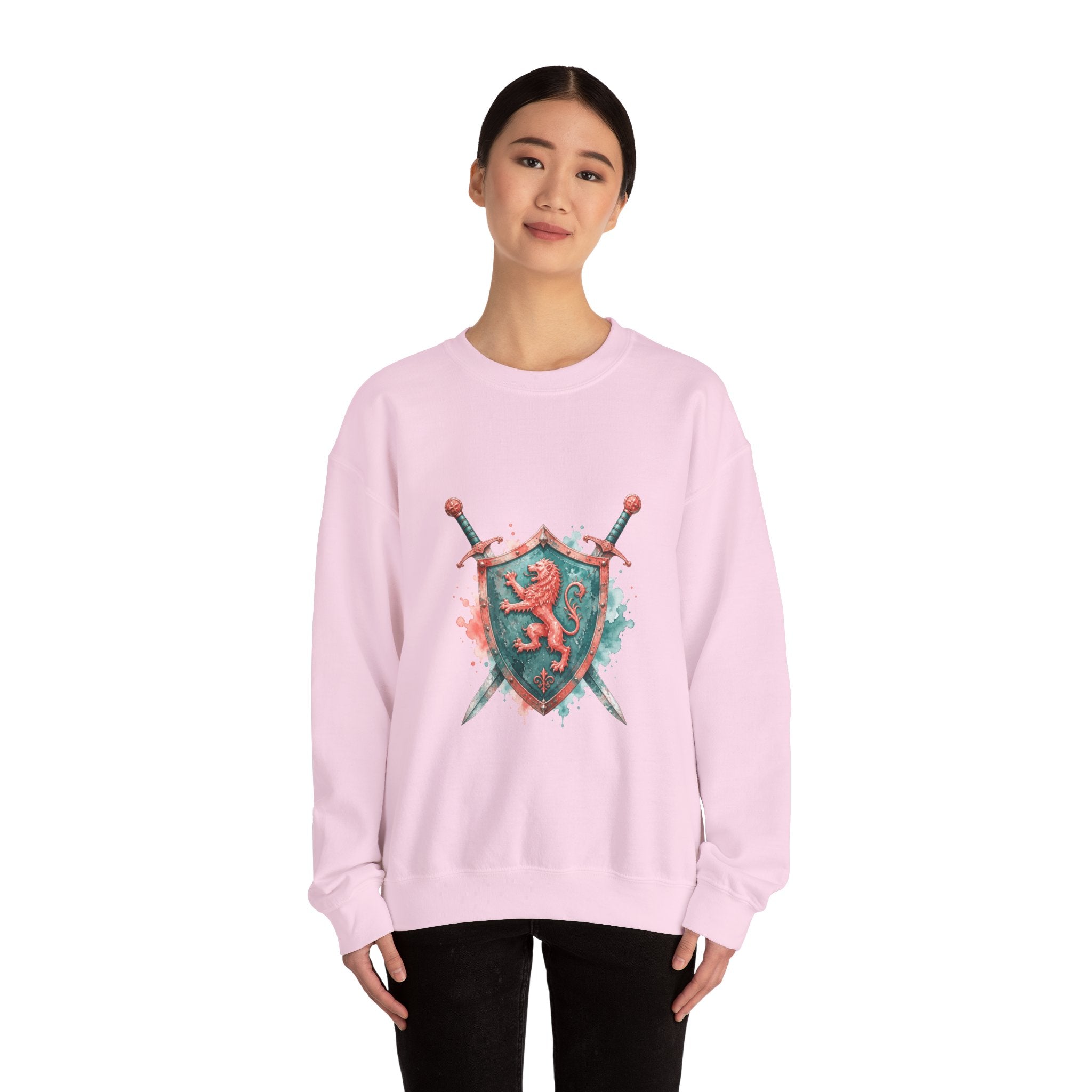 Matching Couple Sweatshirt - Crown & Shield Matching Couple Comfort Colors Crew Watercolor Art His Hers Birthday Gift - Design B