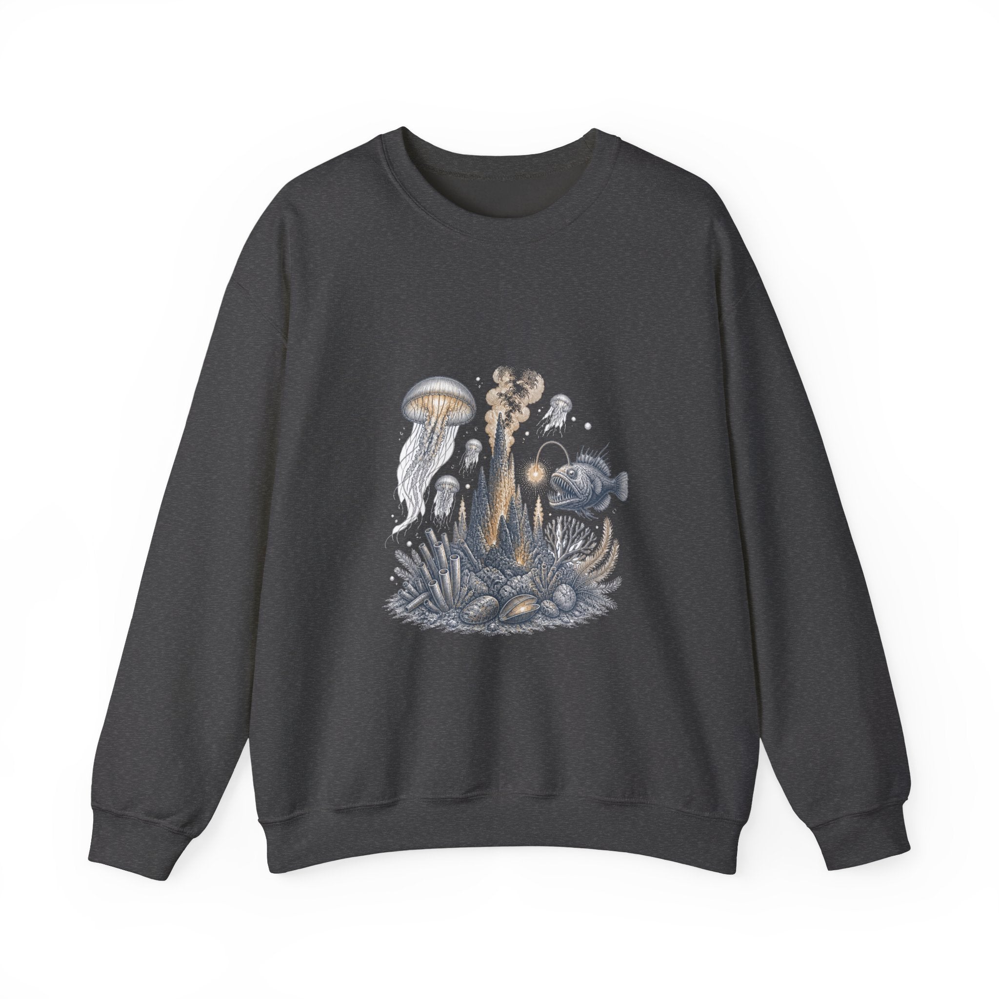 Matching Couple Sweatshirt - Coral Reef & Deep Sea Matching Couple Premium Fleece Sweatshirt Vintage Art His Hers Honeymoon Gift - Design B