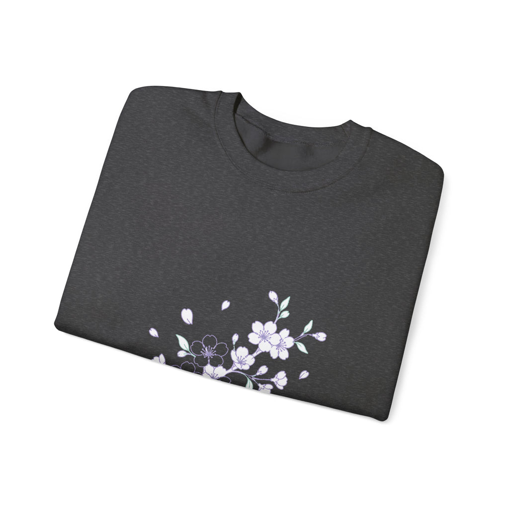 Matching Couple Sweatshirt - Cherry Blossom & Maple Leaf Matching Couple Crewneck Sweatshirt Minimalist Art His Hers Valentine Gift - Design A