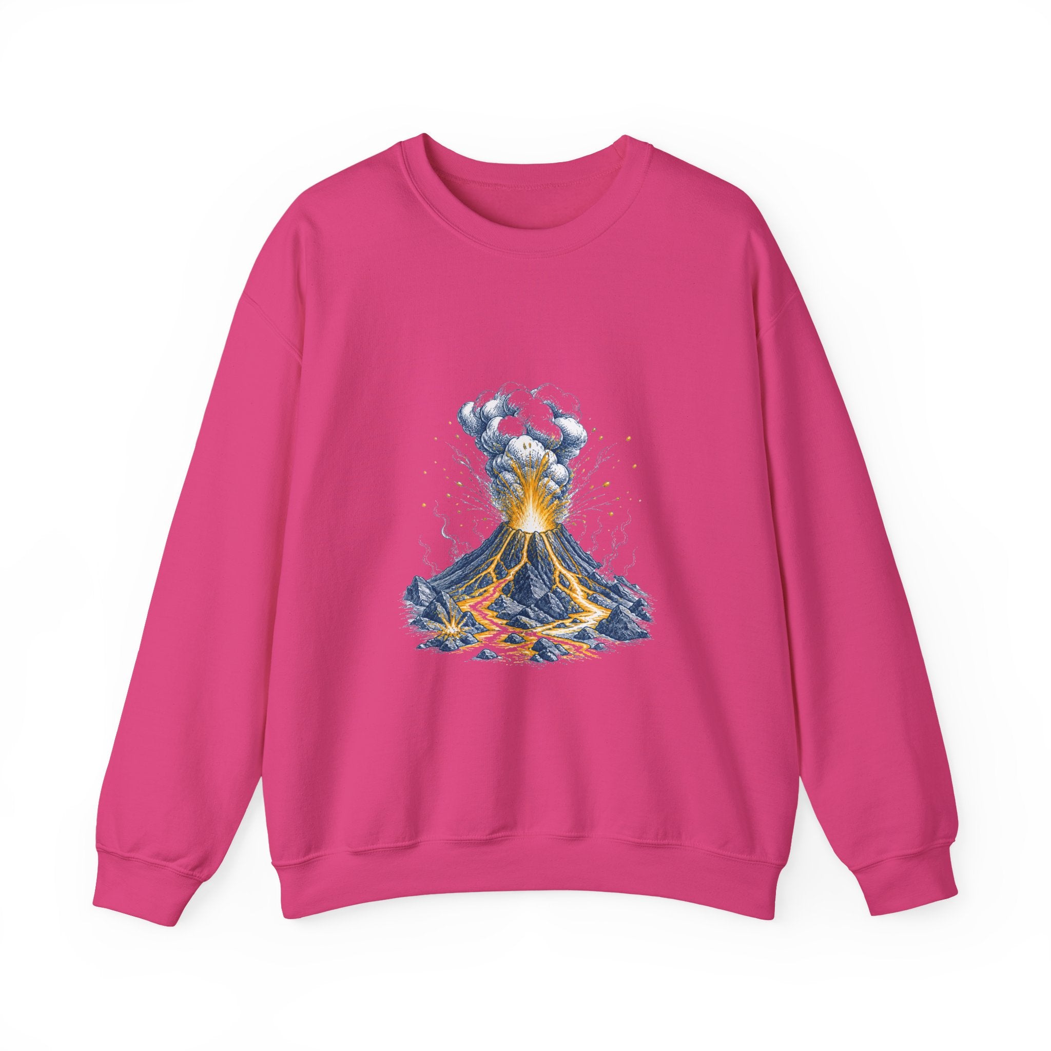 Matching Couple Sweatshirt - Volcano & Glacier Matching Couple Crewneck Sweatshirt Hand-Drawn Art His Hers Best Friend Gift - Design A
