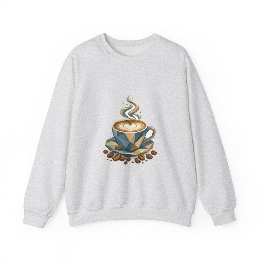 Matching Couple Sweatshirt - Coffee & Tea Matching Couple Premium Fleece Sweatshirt Geometric Art His Hers Love Gift - Design A