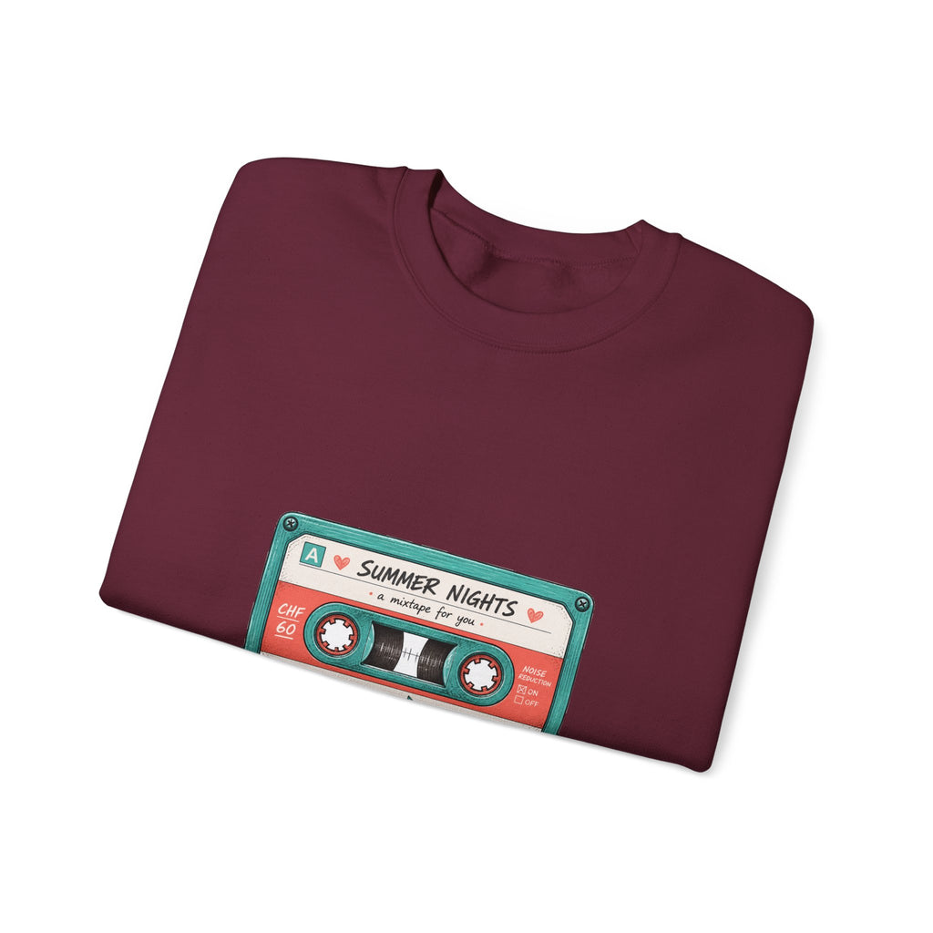 Matching Couple Sweatshirt - Vinyl & Cassette Matching Couple Comfort Colors Crew Hand-Drawn Art His Hers Anniversary Gift - Design B