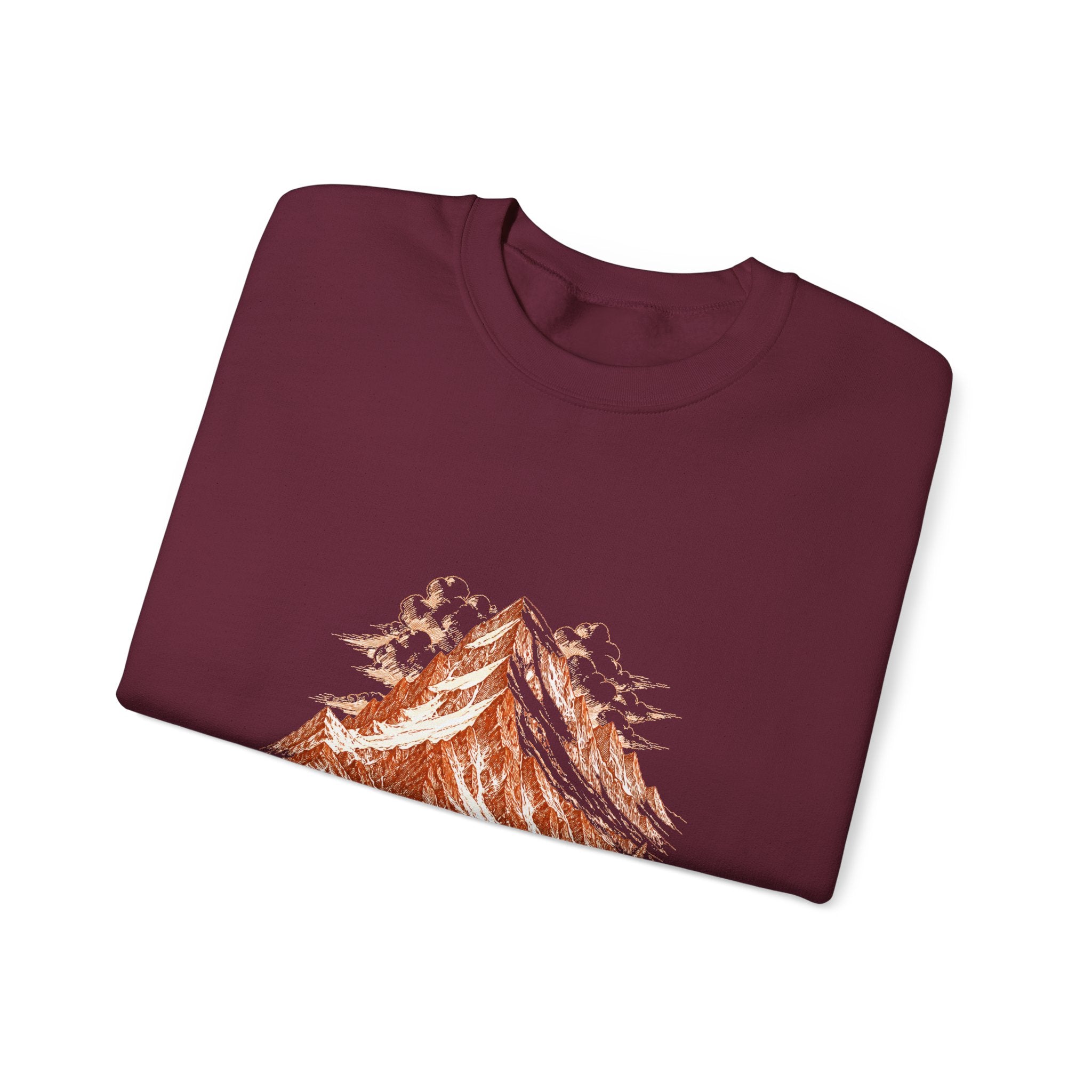 Matching Couple Sweatshirt - Mountain & Ocean Matching Couple Premium Fleece Sweatshirt Hand-Drawn Art His Hers Anniversary Gift - Design A