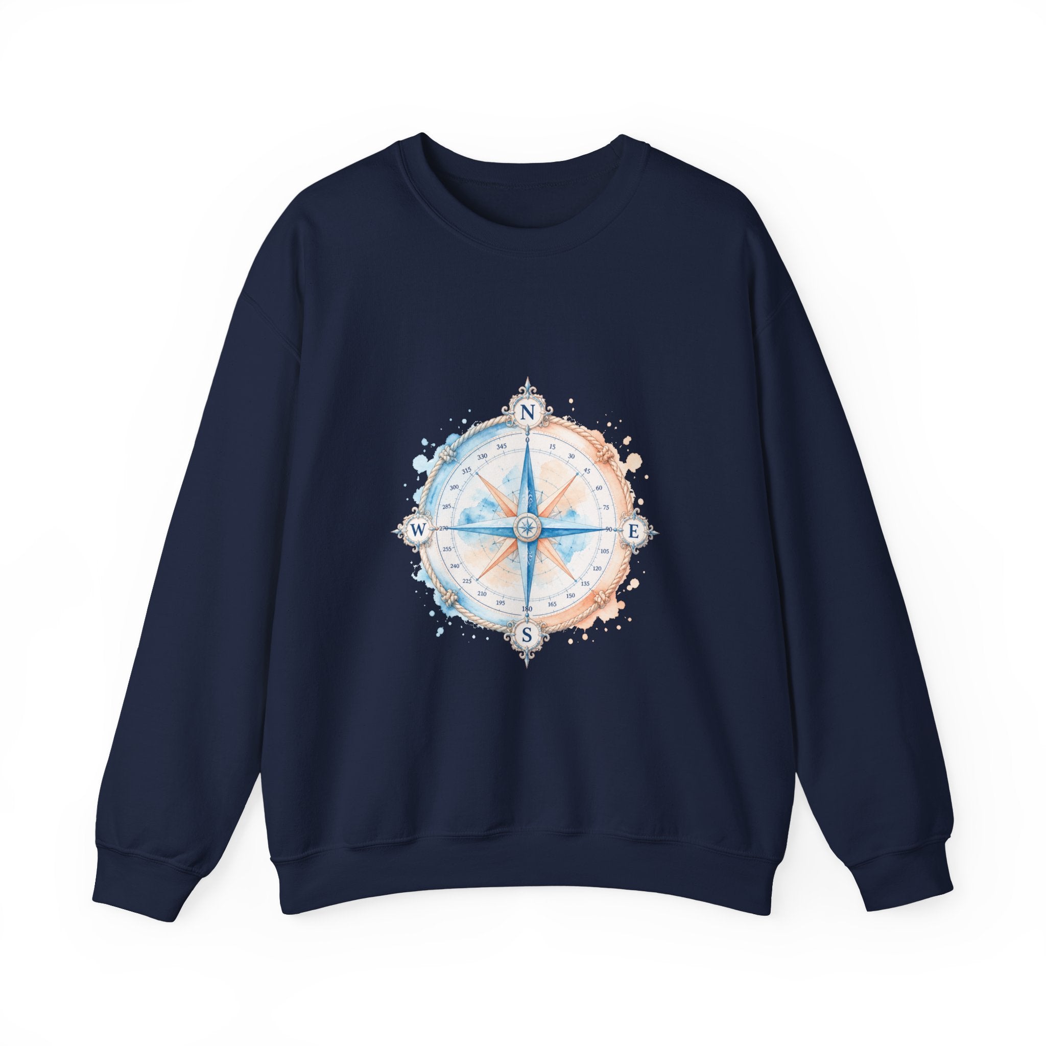 Matching Couple Sweatshirt - Compass North & South Matching Couple Premium Fleece Sweatshirt Watercolor Art His Hers Birthday Gift - Design A