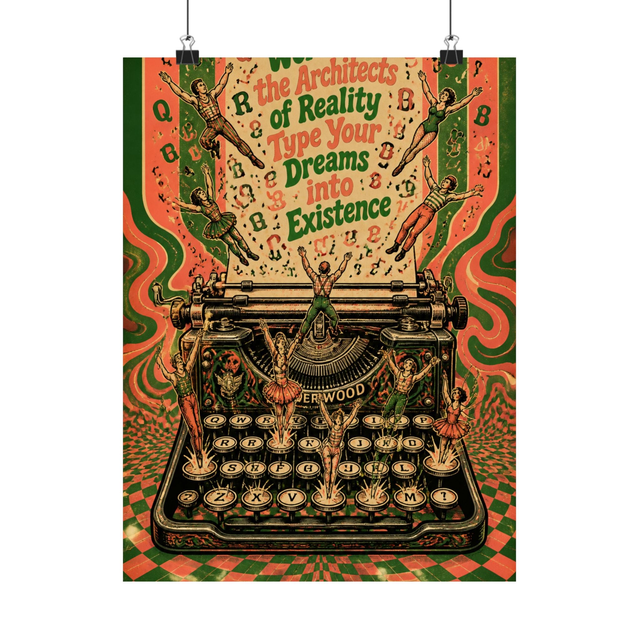 Typewriter Flying Letters Wall Art Poster 18×24 Psychedelic Cafe Decor Maximalist Print