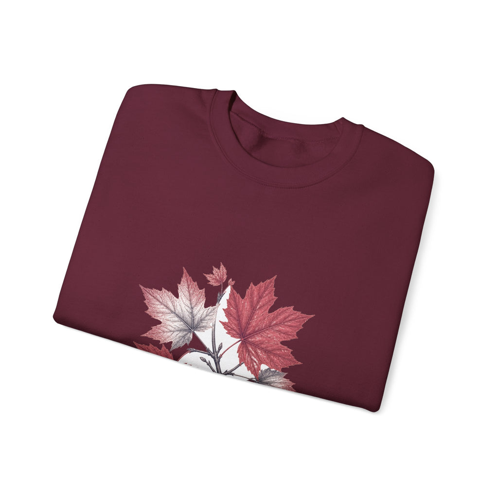 Matching Couple Sweatshirt - Cherry Blossom & Maple Leaf Matching Couple Crewneck Sweatshirt Vintage Art His Hers Wedding Gift - Design B