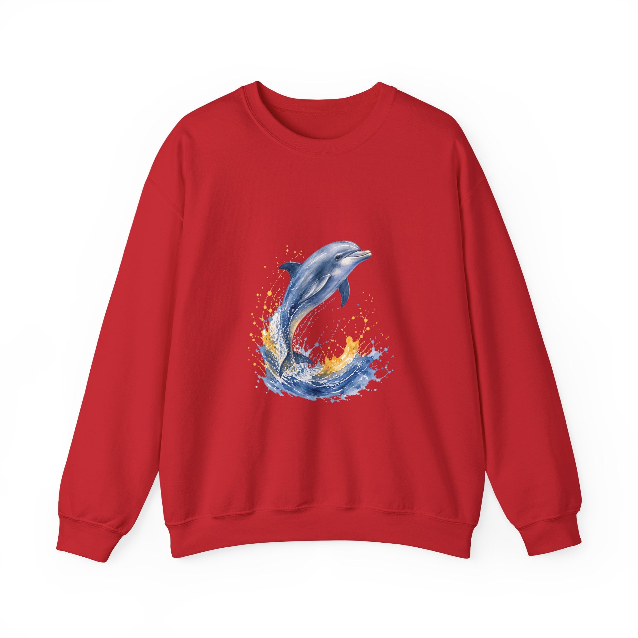 Matching Couple Sweatshirt - Shark & Dolphin Matching Couple Crewneck Sweatshirt Watercolor Art His Hers Engagement Gift - Design B