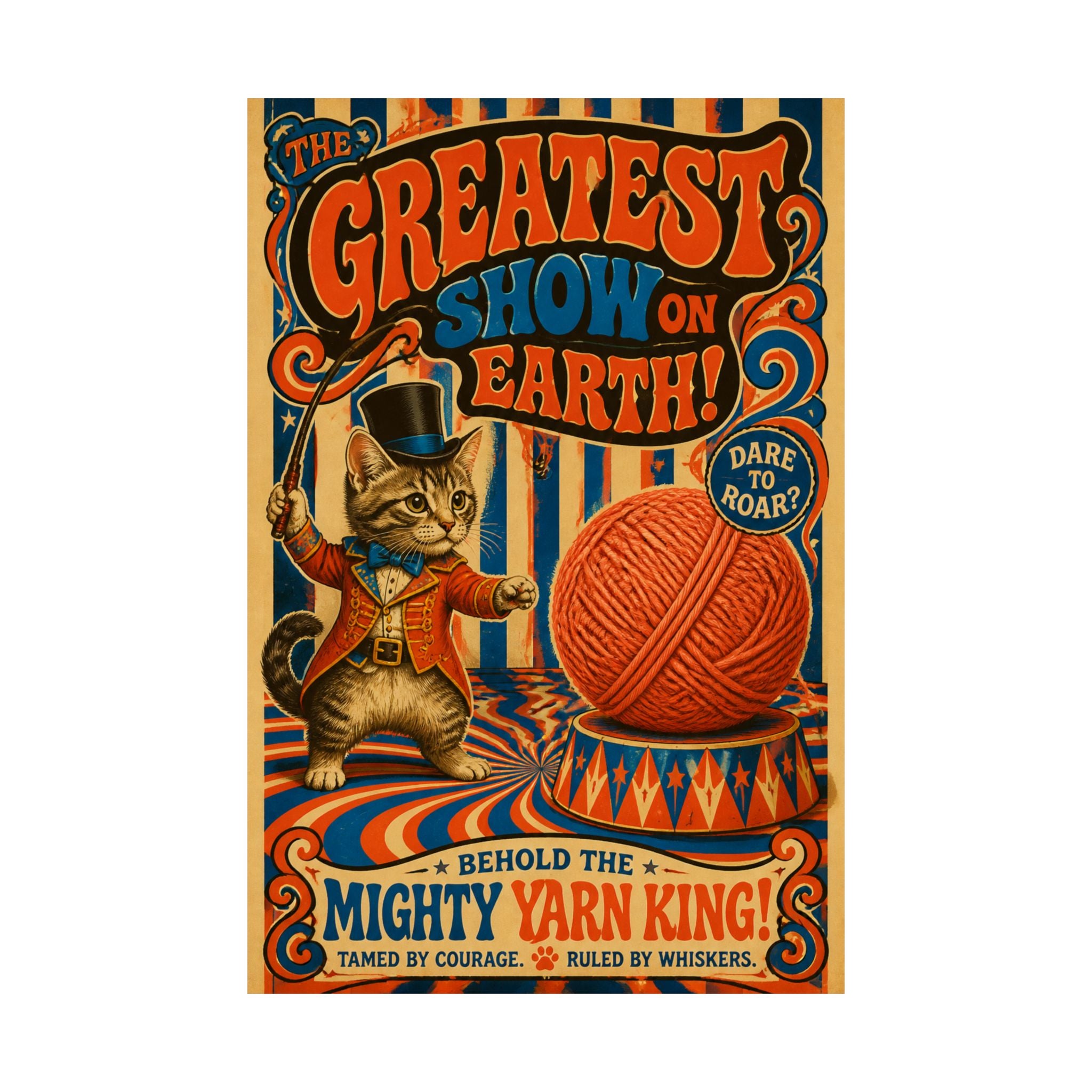 Cat Lion Tamer Wall Art Poster 18×24 Psychedelic Cafe Decor Maximalist Print