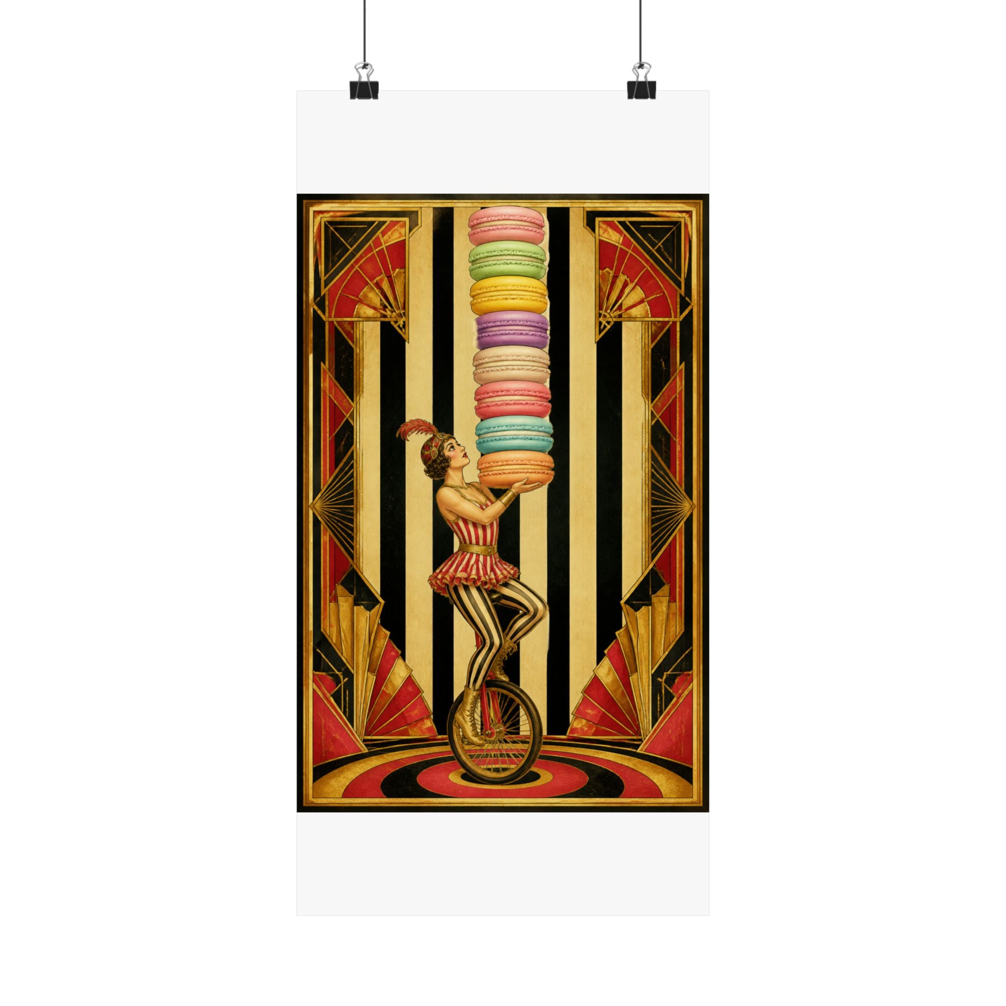 Macaron Balancing Tower Wall Art Poster 24×36 Art Deco Bar Area Decor Maximalist Print