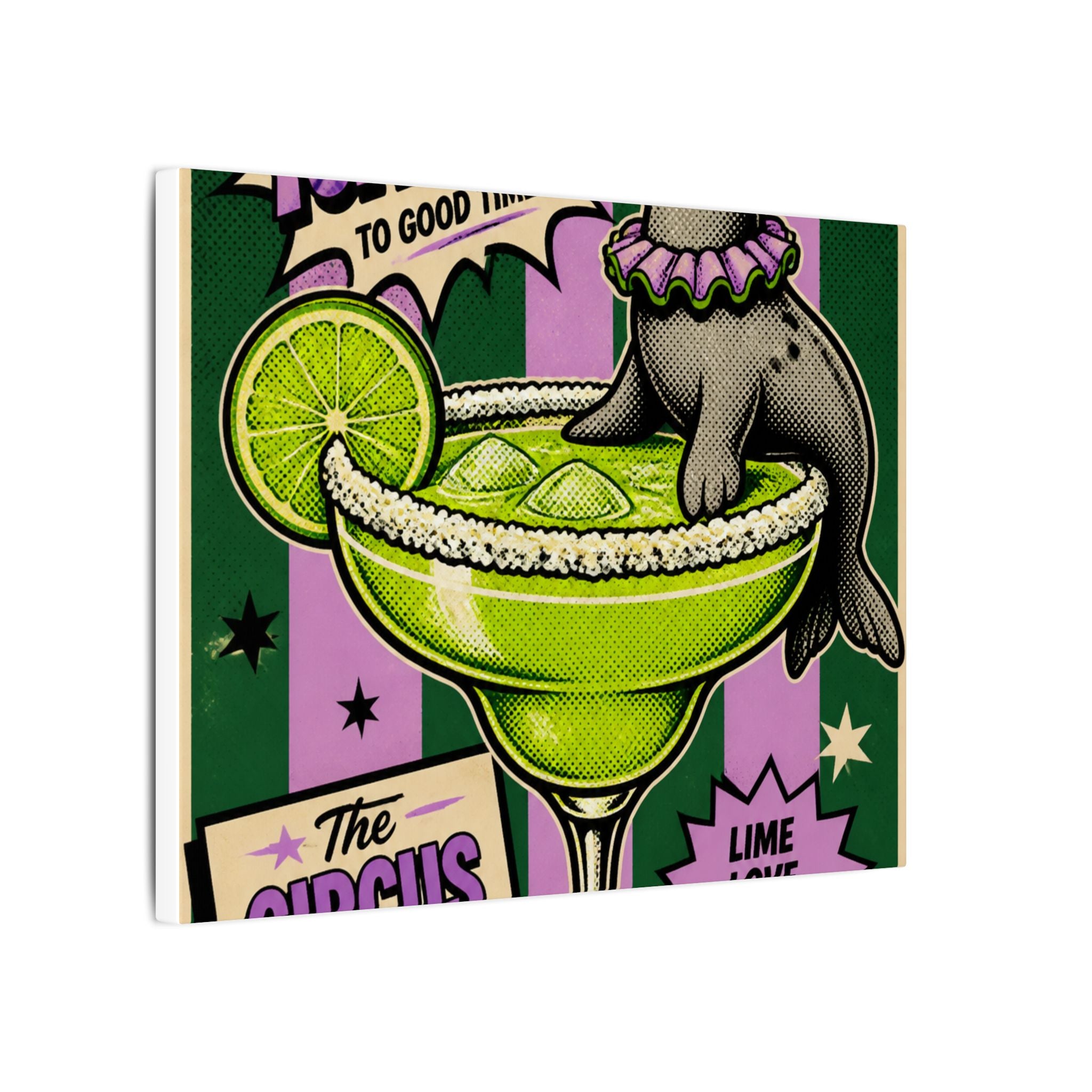 Margarita Balancing Seal Wall Art Canvas 16×20 Pop Art Living Room Decor Maximalist Print