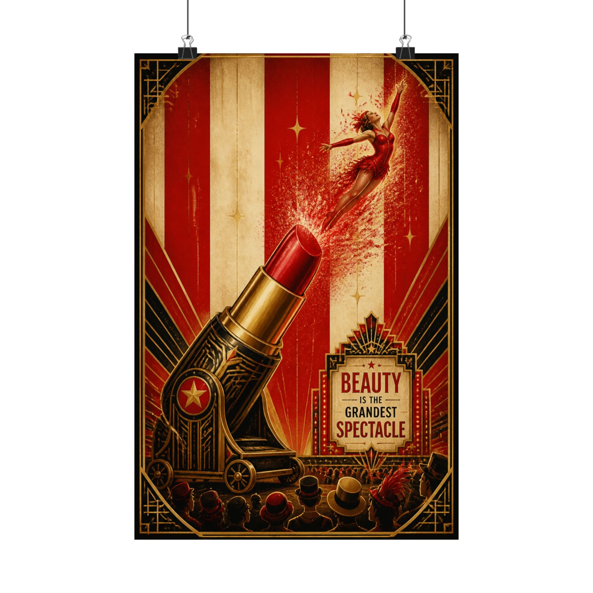 Lipstick Cannon Wall Art Poster 24×36 Art Deco Bar Area Decor Maximalist Print
