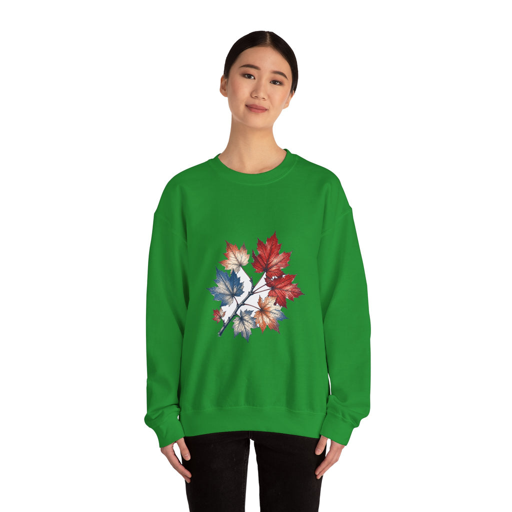 Matching Couple Sweatshirt - Cherry Blossom & Maple Leaf Matching Couple Crewneck Sweatshirt Hand-Drawn Art His Hers Best Friend Gift - Design B
