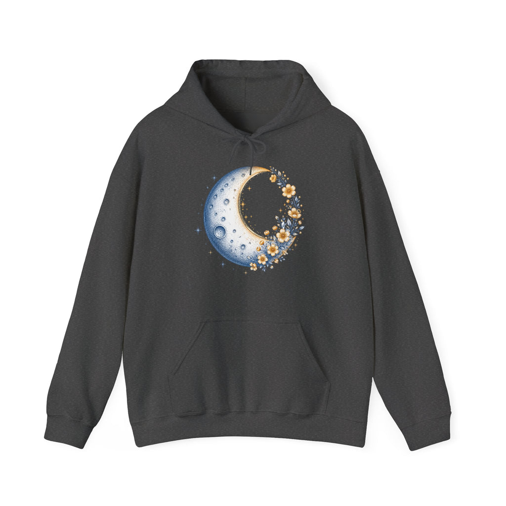 Matching Couple Sweatshirt - Waxing & Waning Moon Matching Couple Hooded Sweatshirt Hand-Drawn Art His Hers Best Friend Gift - Design A