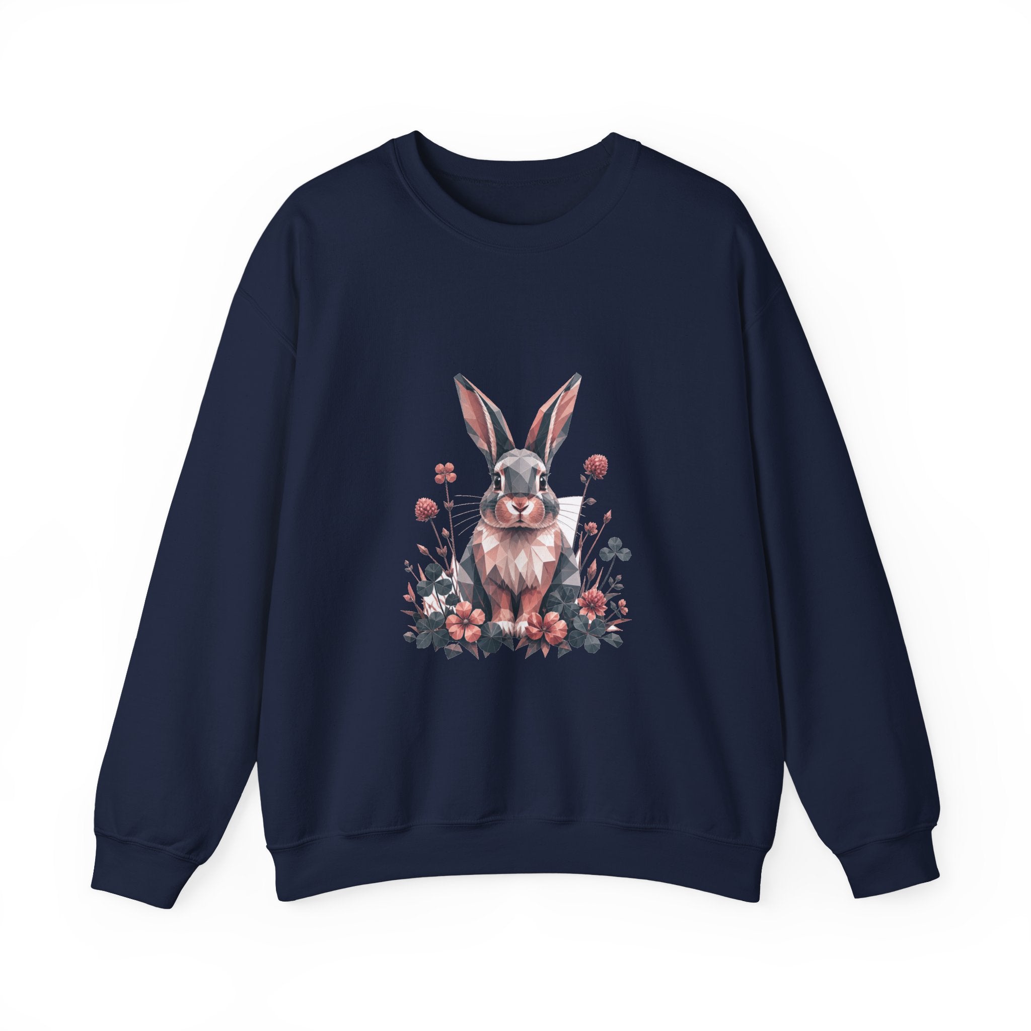 Matching Couple Sweatshirt - Fox & Rabbit Matching Couple Crewneck Sweatshirt Geometric Art His Hers Couple Gift - Design B