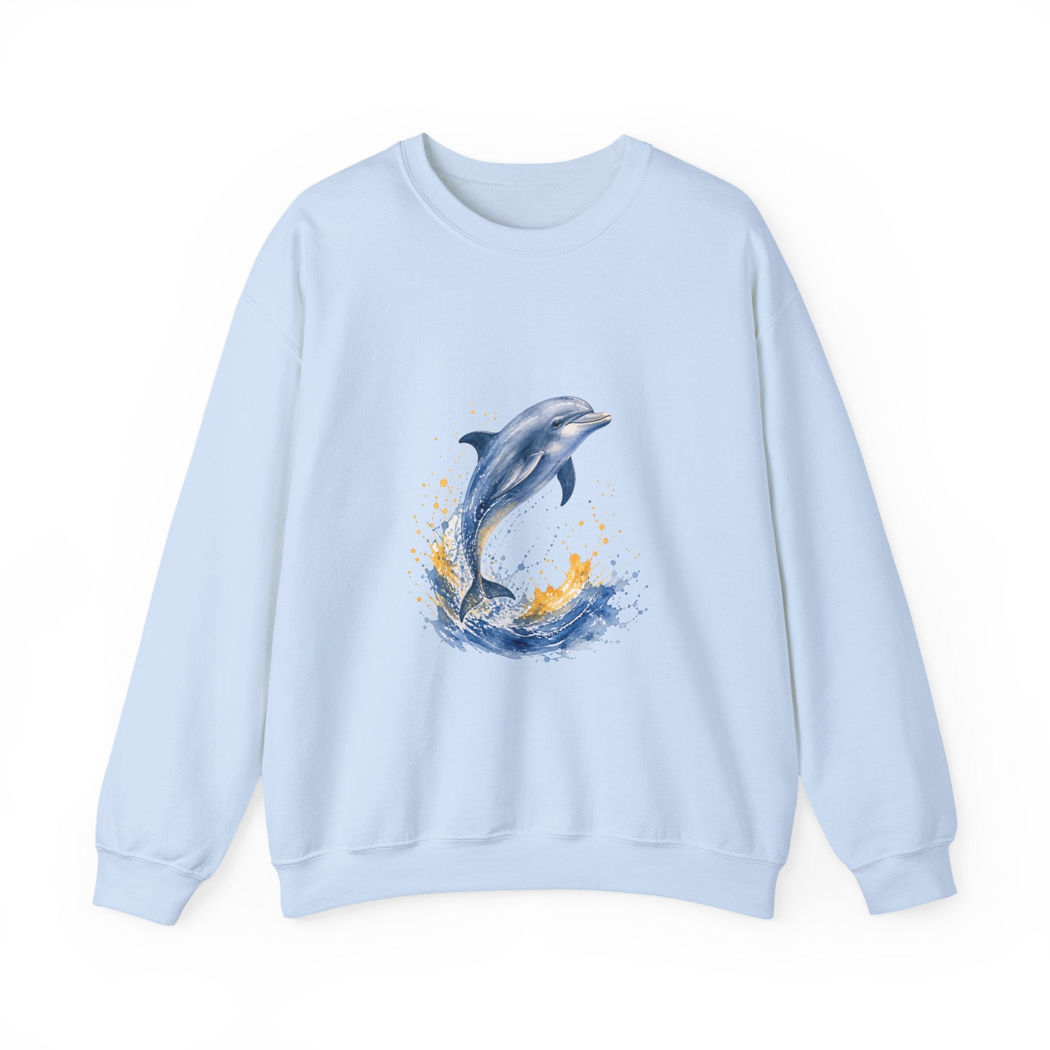 Matching Couple Sweatshirt - Shark & Dolphin Matching Couple Crewneck Sweatshirt Watercolor Art His Hers Engagement Gift - Design B