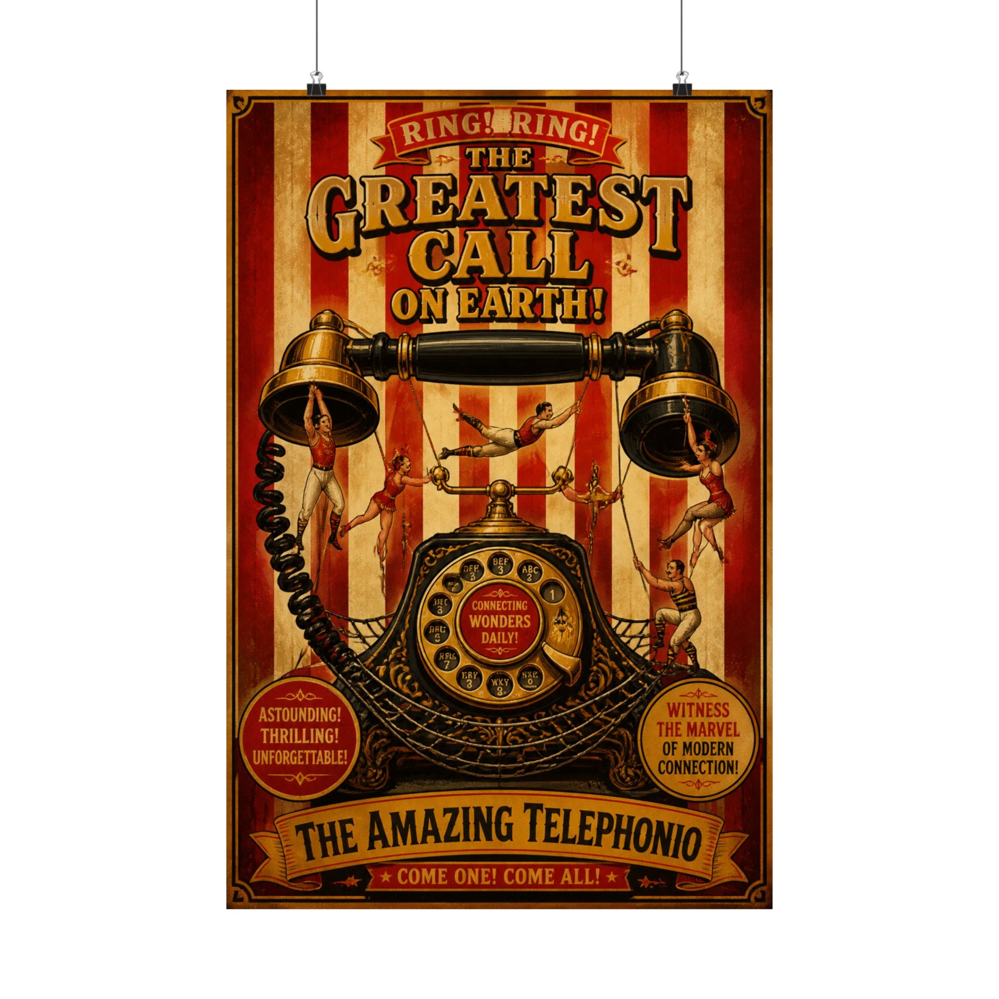 Vintage Telephone Booth Wall Art Poster 18×24 Vintage Circus Kitchen Decor Maximalist Print