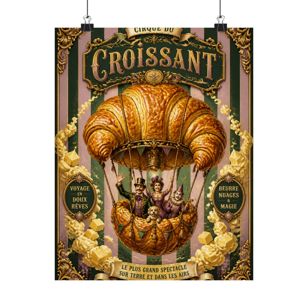 Croissant Hot Air Balloon Wall Art Poster 24×36 Baroque Studio Decor Maximalist Print
