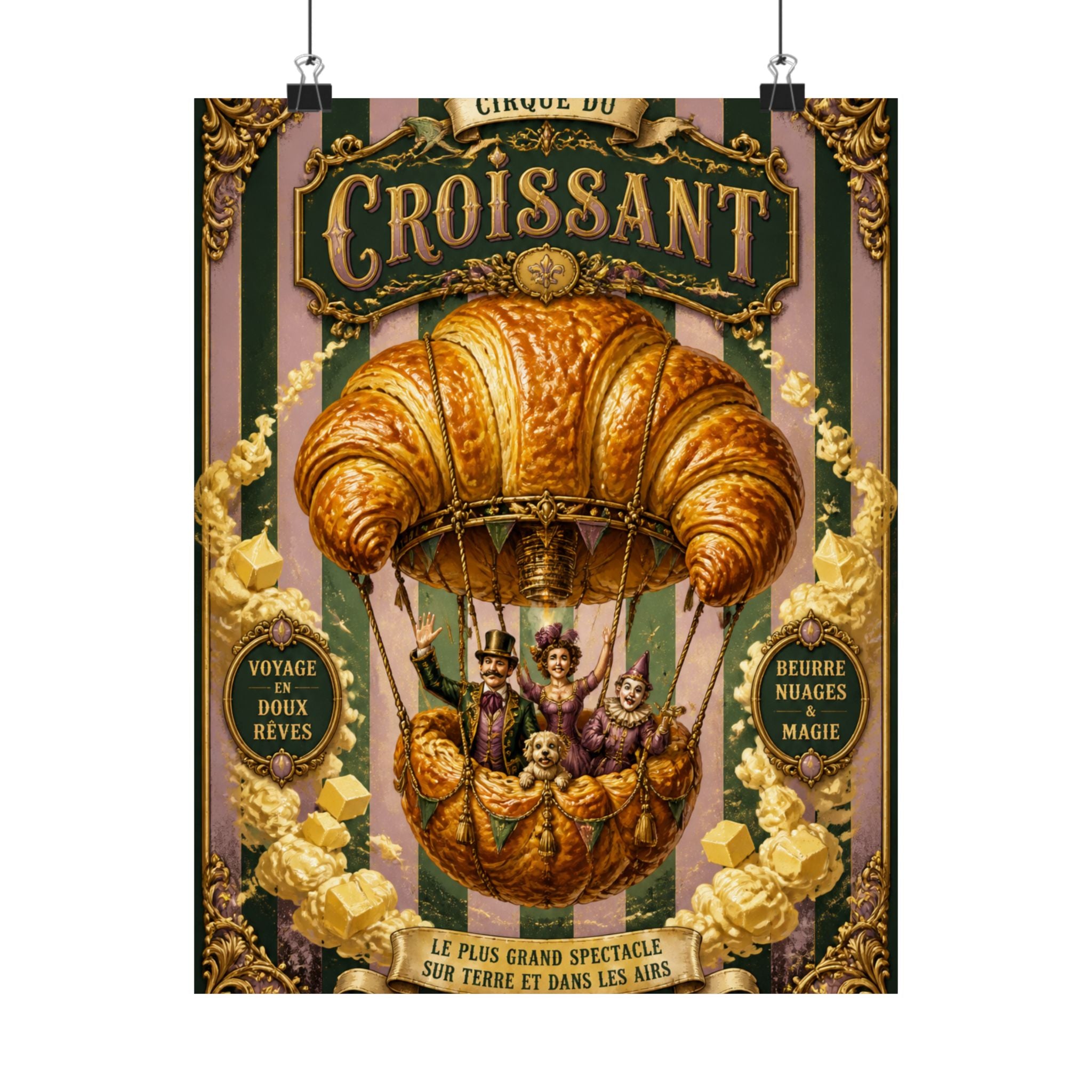 Croissant Hot Air Balloon Wall Art Poster 24×36 Baroque Studio Decor Maximalist Print