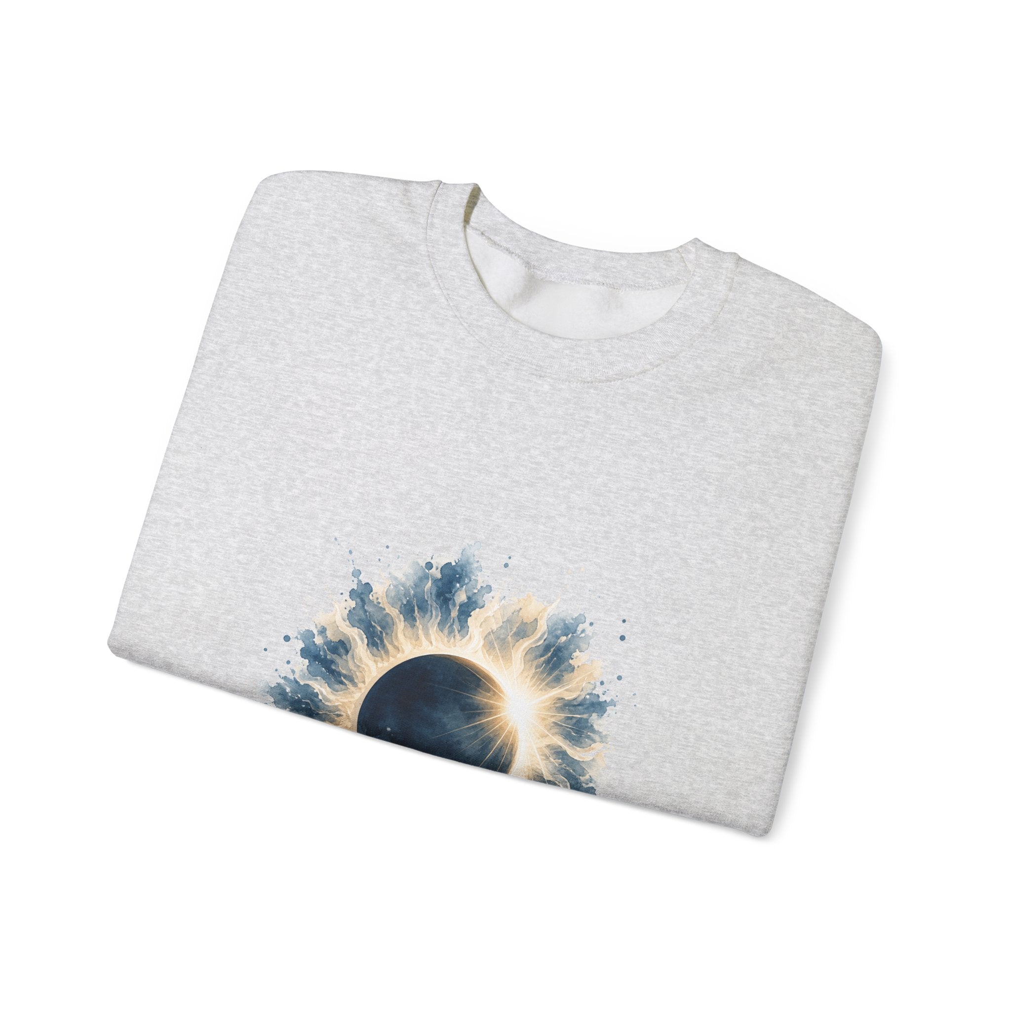 Matching Couple Sweatshirt - Solar & Lunar Eclipse Matching Couple Comfort Colors Crew Watercolor Art His Hers Birthday Gift - Design A