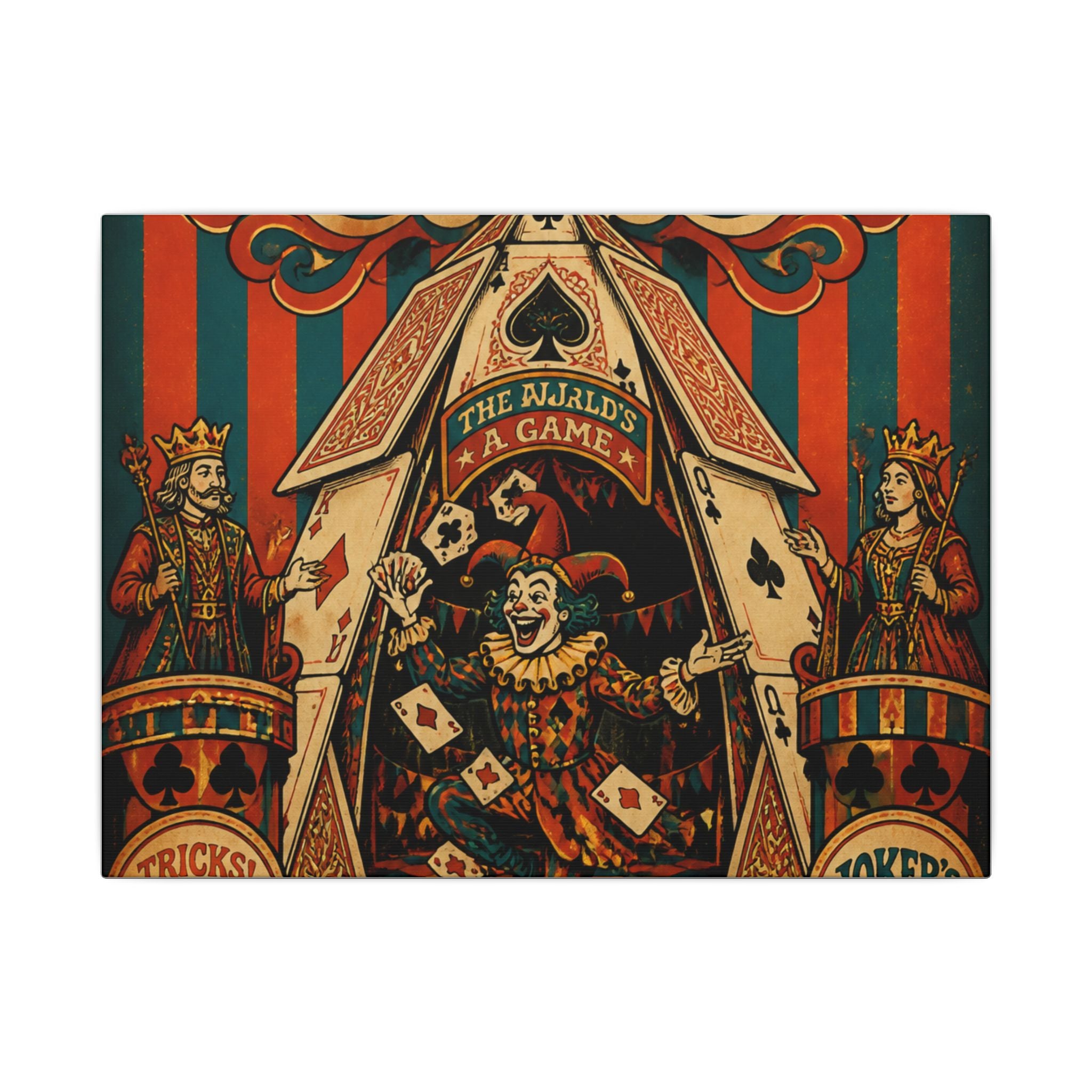 Playing Cards Tent Wall Art Canvas 24×36 Psychedelic Dining Room Decor Maximalist Print