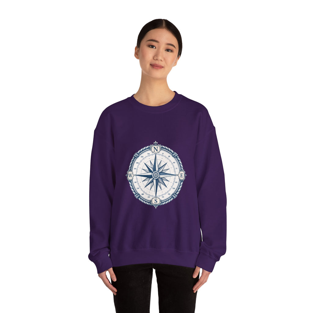 Matching Couple Sweatshirt - Compass North & South Matching Couple Crewneck Sweatshirt Hand-Drawn Art His Hers Best Friend Gift - Design A