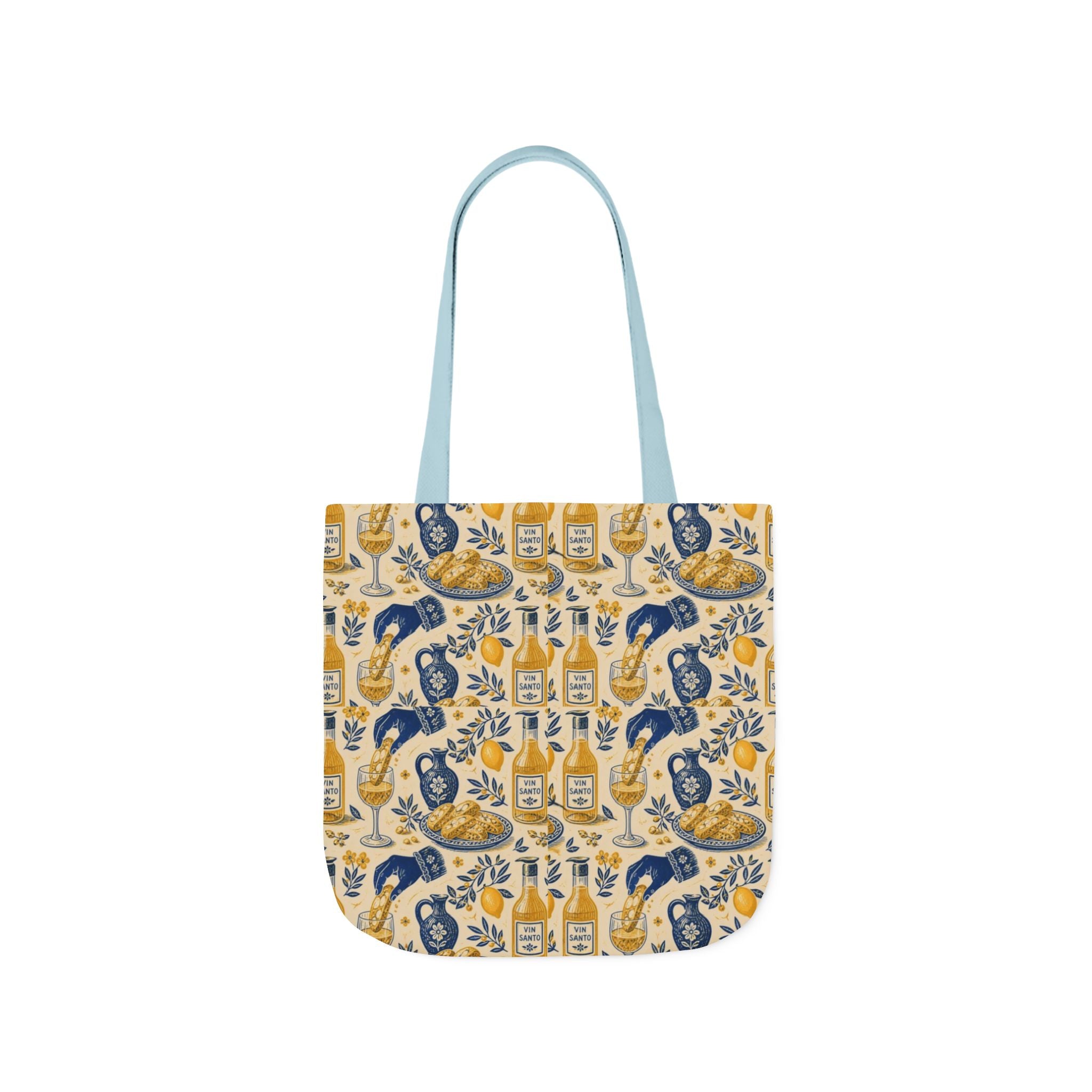 Biscotti & Vin Santo Canvas Tote Bag Mediterranean Kitchen Linocut Design Italian Cottagecore Gift