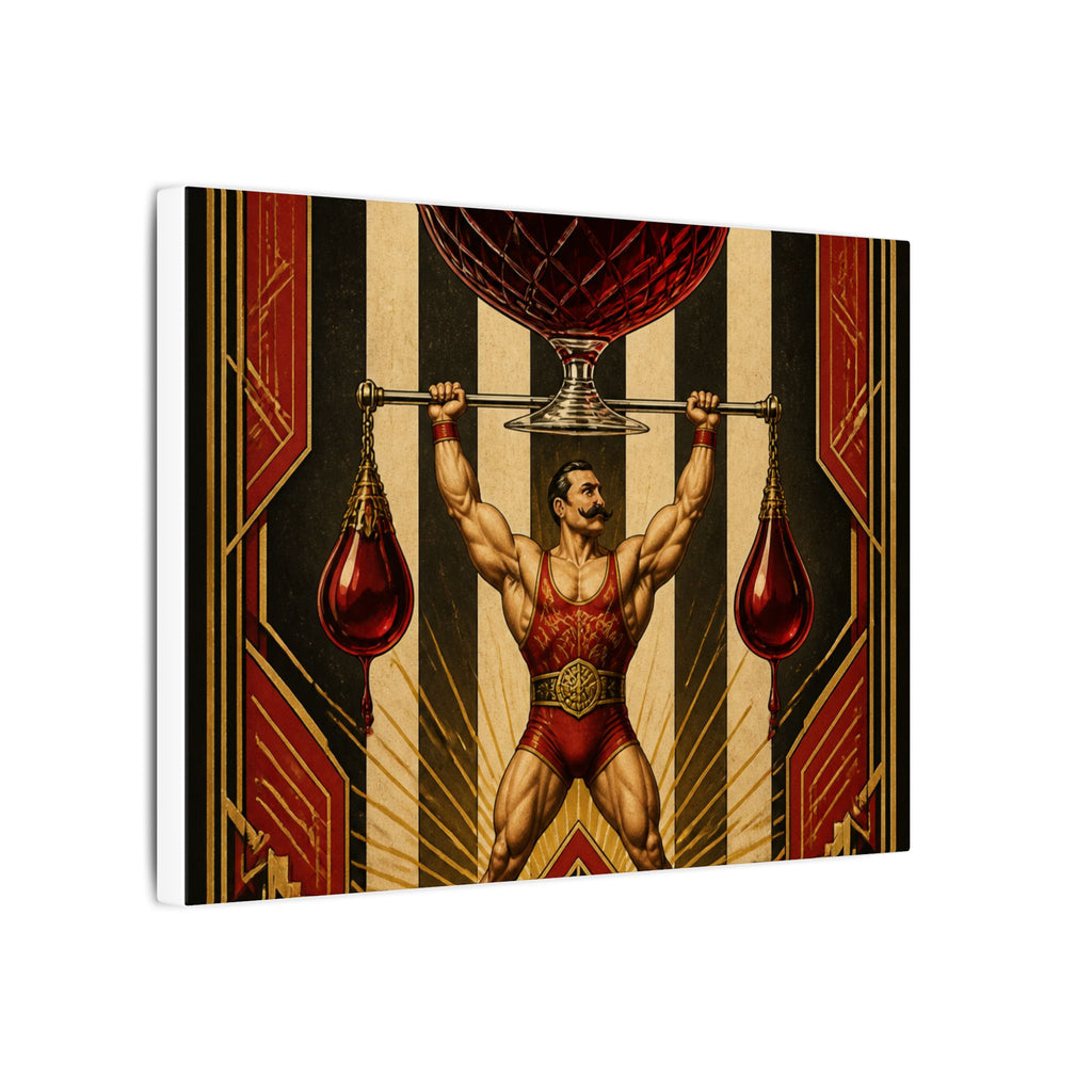 Wine Glass Strongman Wall Art Canvas 16×20 Art Deco Entryway Decor Maximalist Print