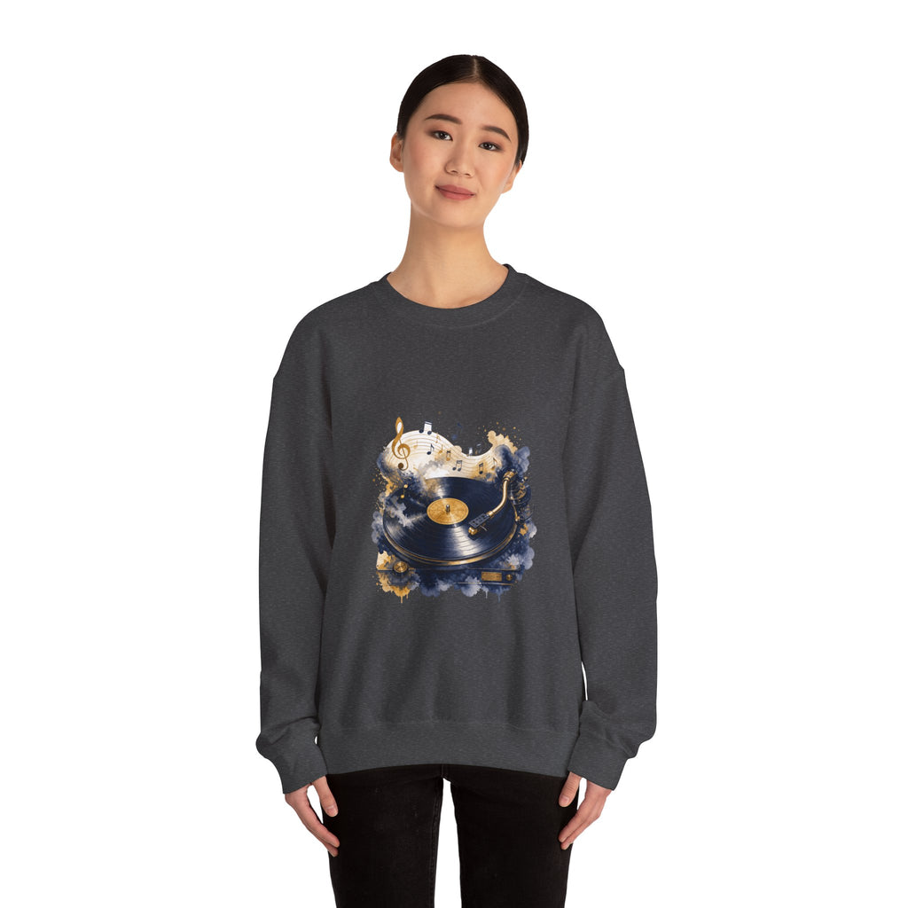 Matching Couple Sweatshirt - Vinyl & Cassette Matching Couple Crewneck Sweatshirt Watercolor Art His Hers Engagement Gift - Design A