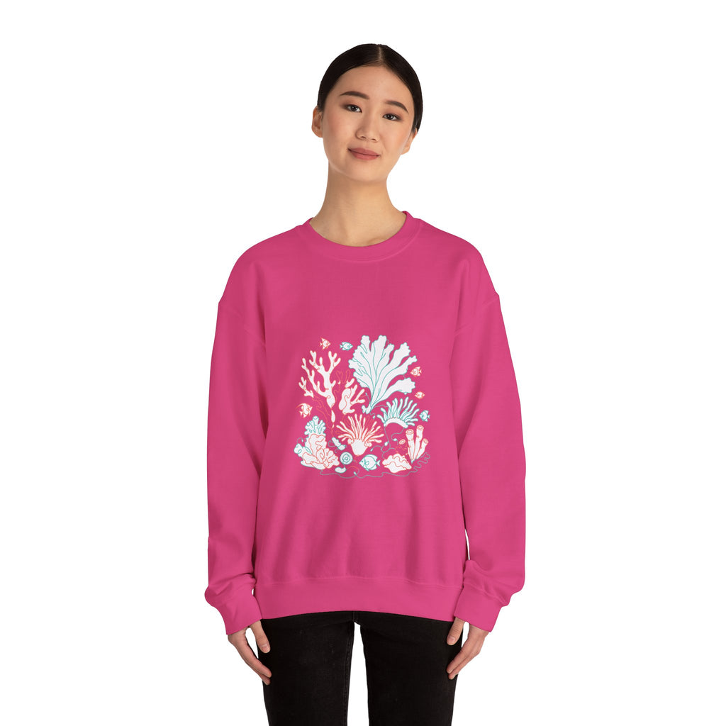 Matching Couple Sweatshirt - Coral Reef & Deep Sea Matching Couple Crewneck Sweatshirt Minimalist Art His Hers Valentine Gift - Design A