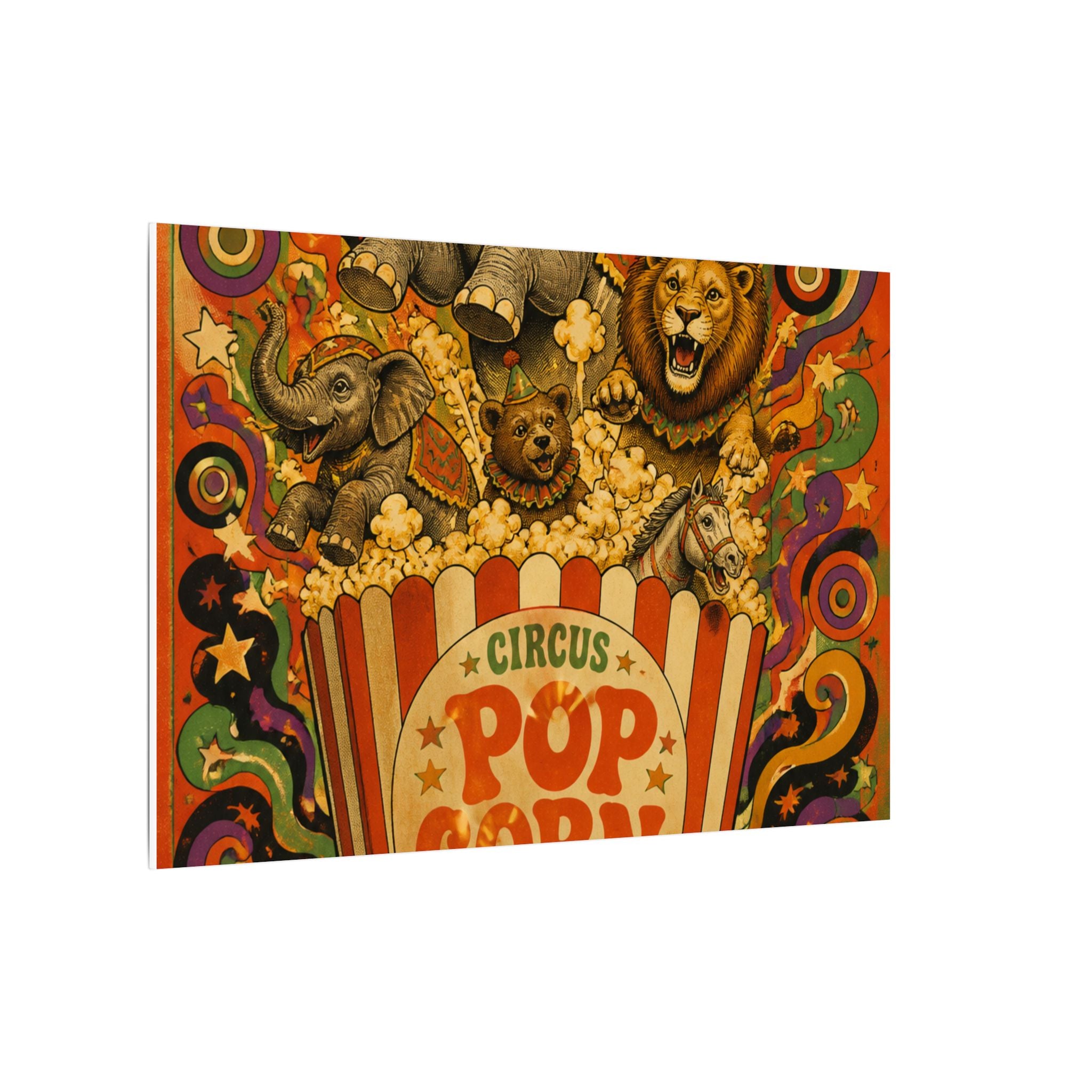 Popcorn Box Animals Wall Art Canvas 16×20 Psychedelic Cafe Decor Maximalist Print
