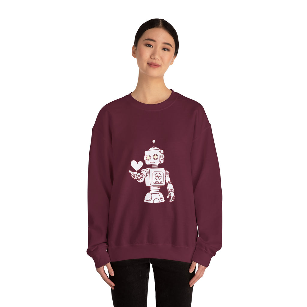 Matching Couple Sweatshirt - Robot & Heart Matching Couple Comfort Colors Crew Minimalist Art His Hers Christmas Gift - Design A
