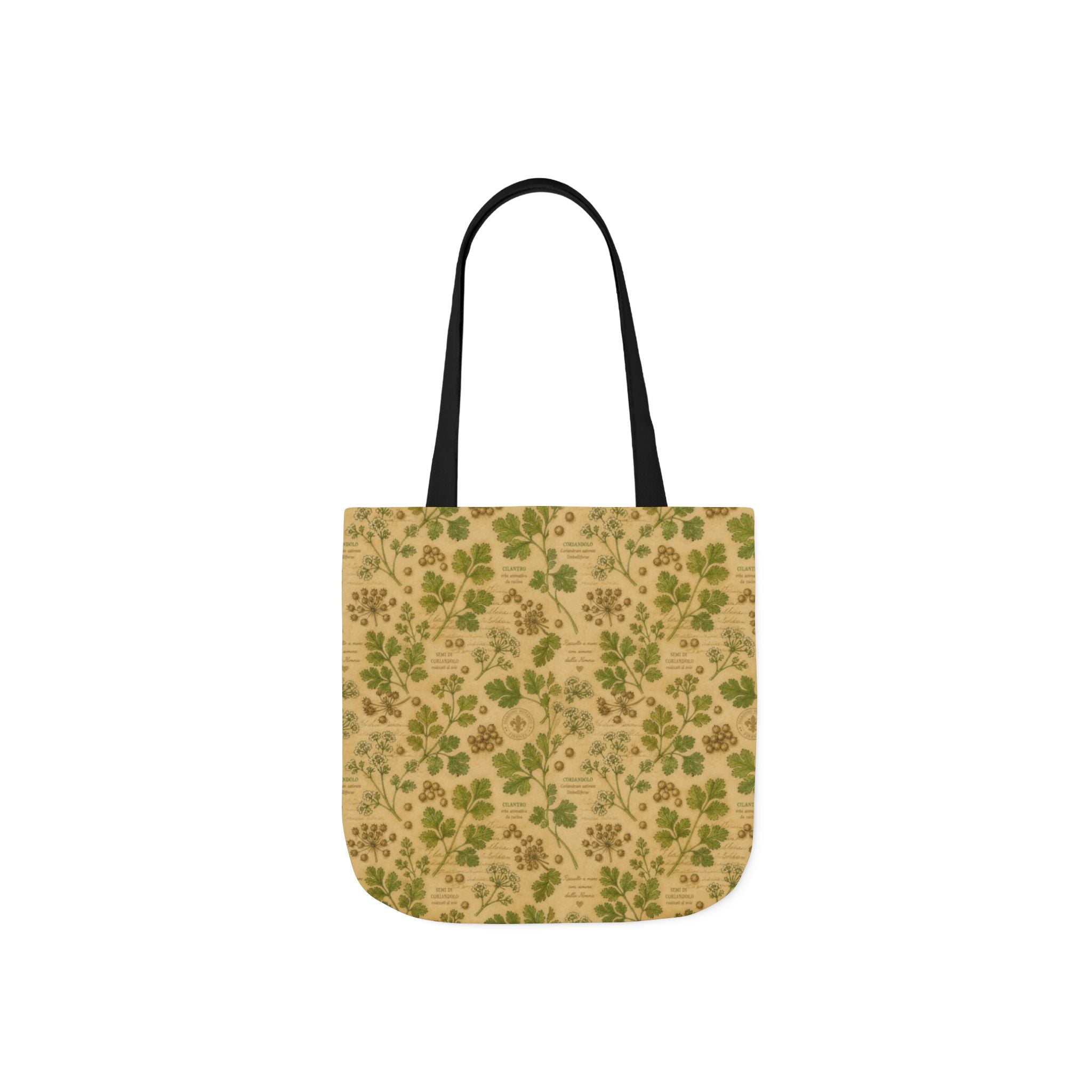 Coriander & Seeds Canvas Tote Bag Mediterranean Kitchen Botanical Design Italian Cottagecore Gift