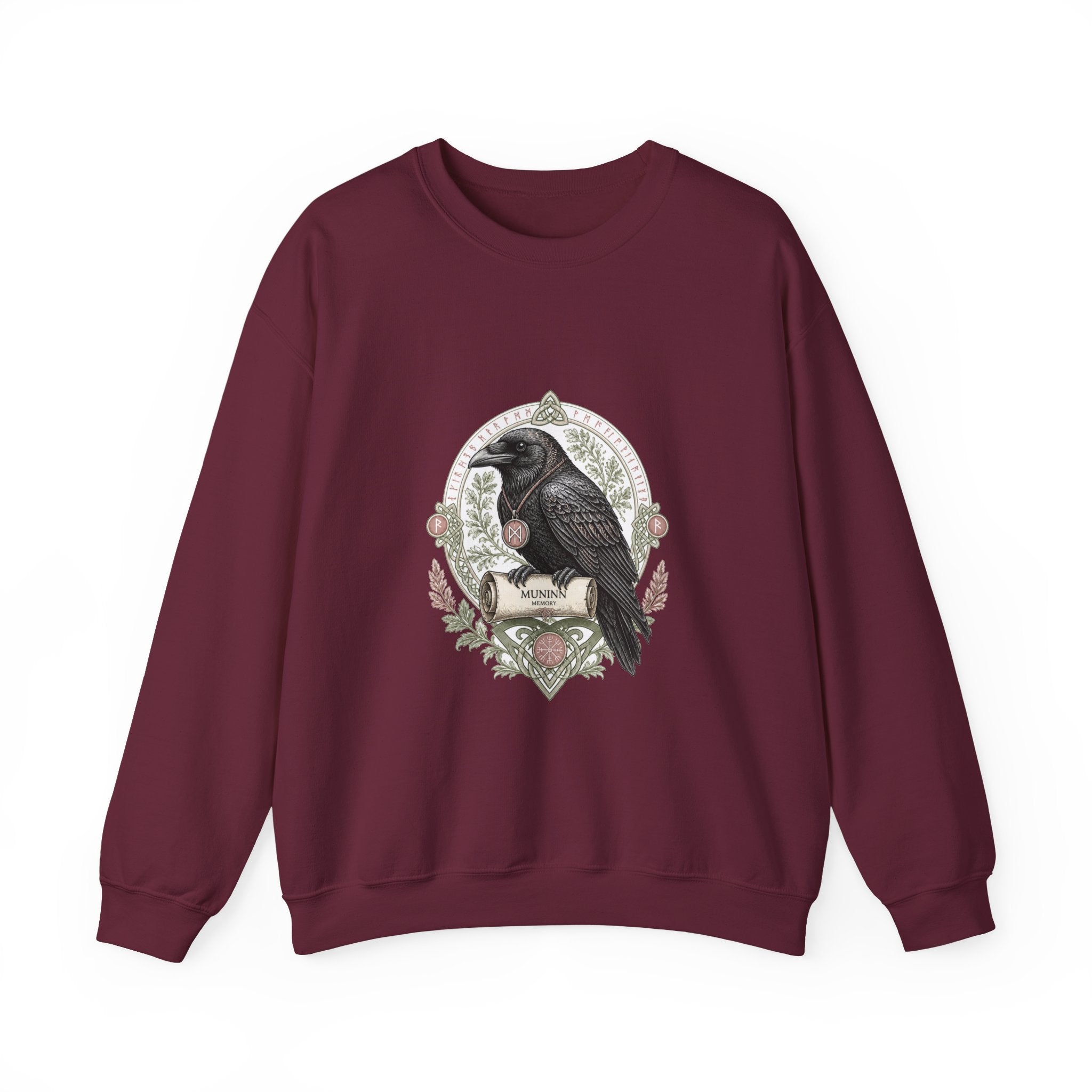 Matching Couple Sweatshirt - Huginn & Muninn Matching Couple Crewneck Sweatshirt Vintage Art His Hers Wedding Gift - Design B