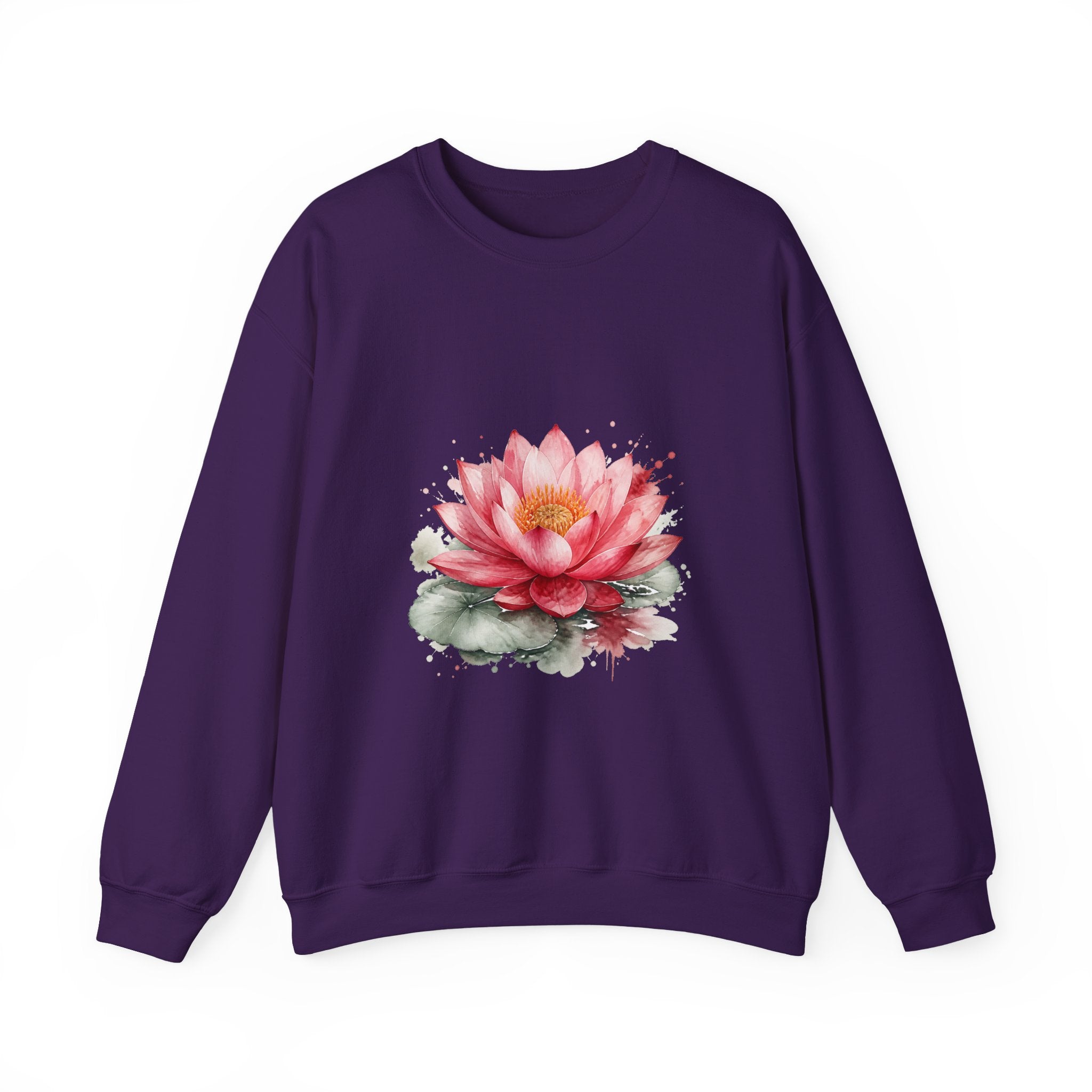 Matching Couple Sweatshirt - Open & Closed Lotus Matching Couple Crewneck Sweatshirt Watercolor Art His Hers Engagement Gift - Design A