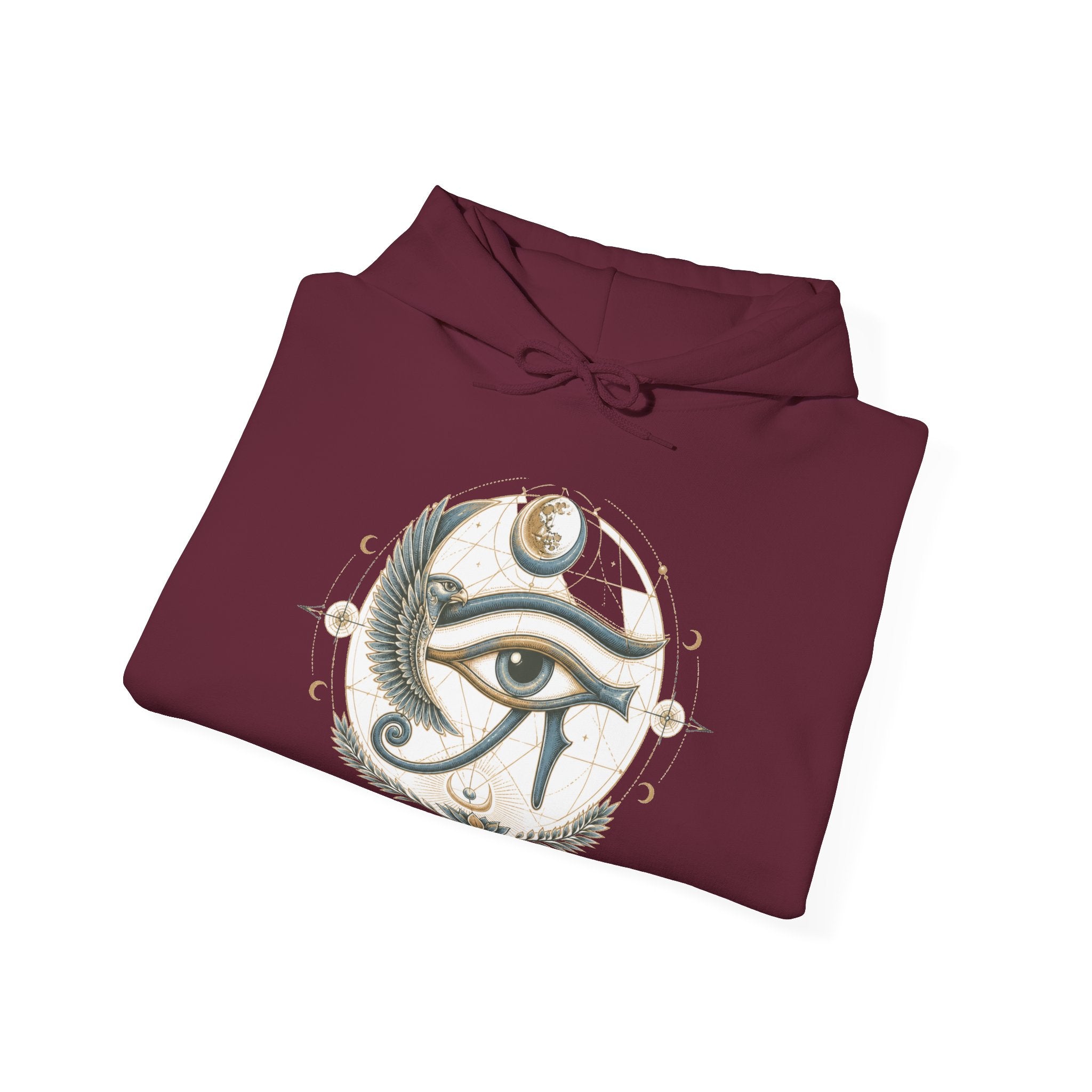 Matching Couple Sweatshirt - Eye of Ra & Horus Matching Couple Hooded Sweatshirt Vintage Art His Hers Wedding Gift - Design B