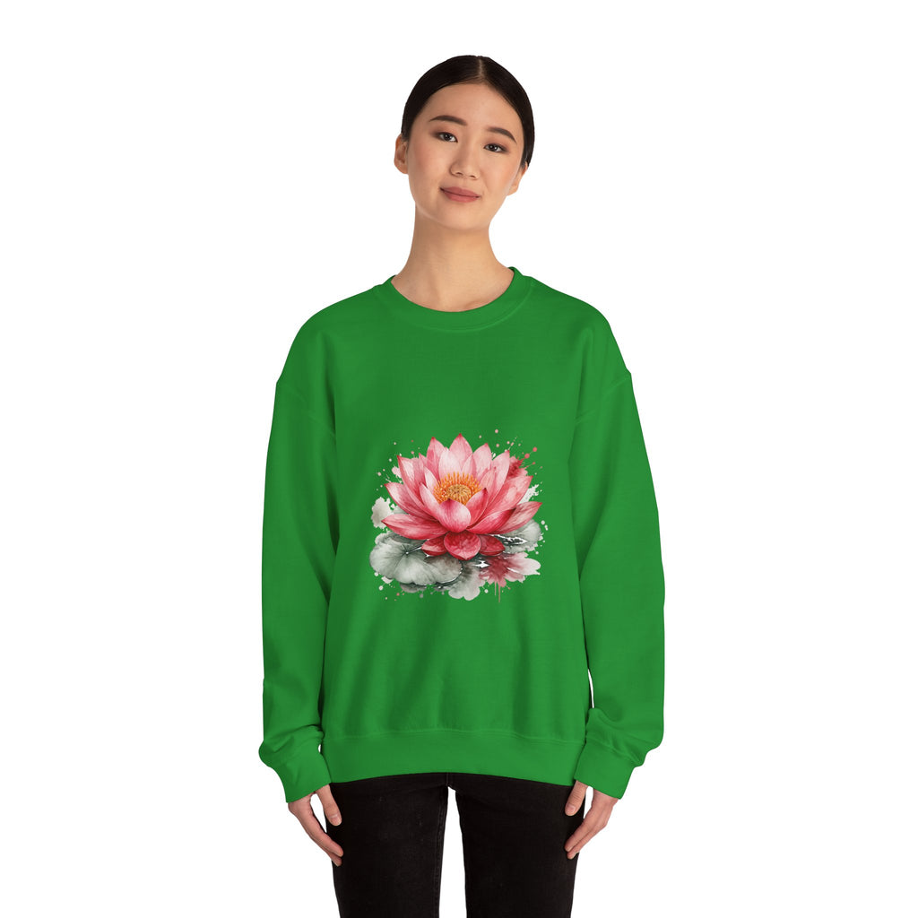 Matching Couple Sweatshirt - Open & Closed Lotus Matching Couple Crewneck Sweatshirt Watercolor Art His Hers Engagement Gift - Design A