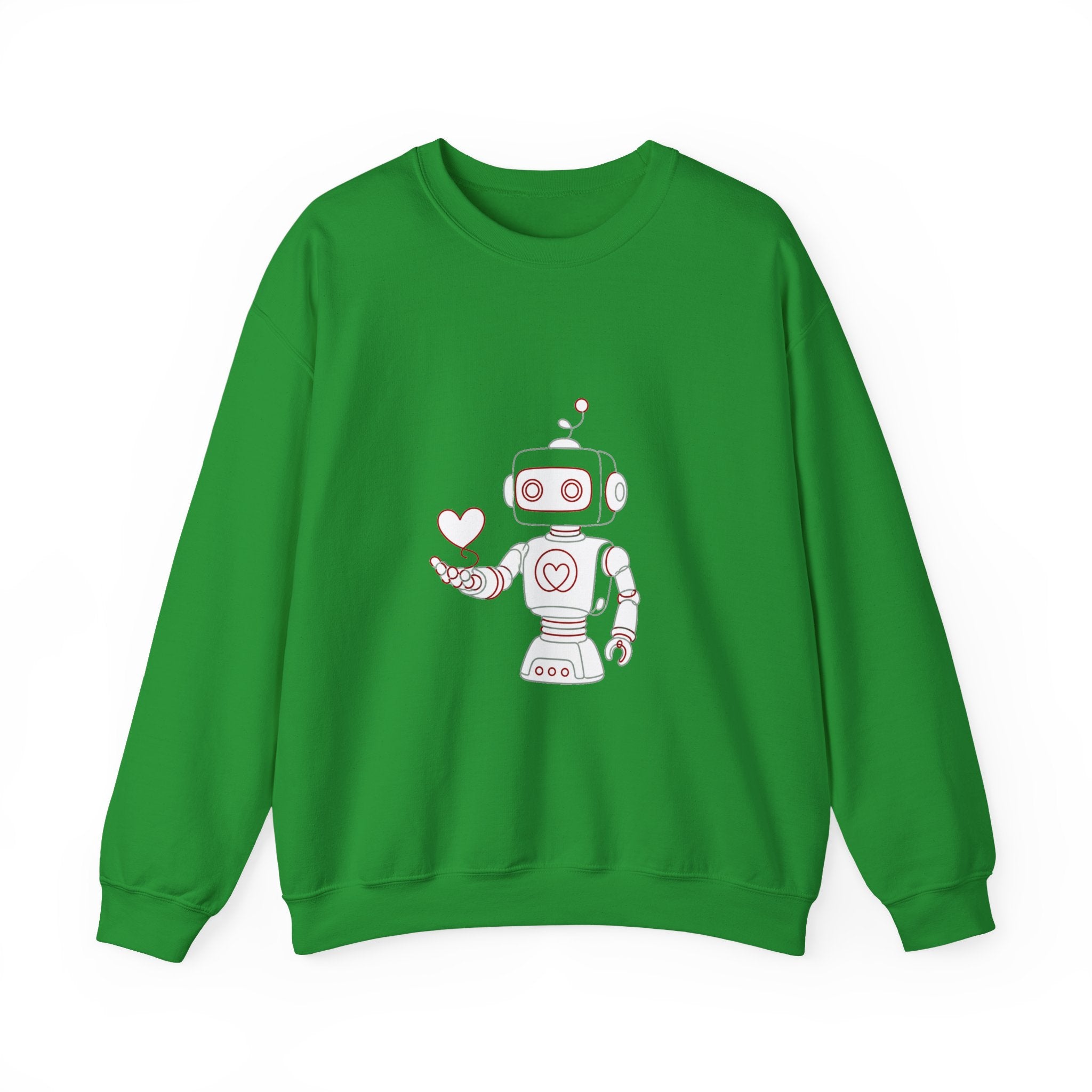 Matching Couple Sweatshirt - Robot & Heart Matching Couple Premium Fleece Sweatshirt Minimalist Art His Hers Christmas Gift - Design A