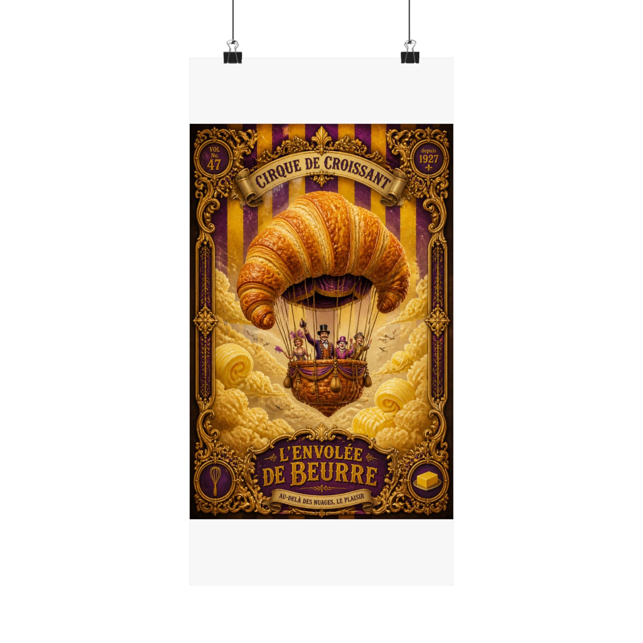 Croissant Hot Air Balloon Wall Art Poster 18×24 Baroque Home Office Decor Maximalist Print
