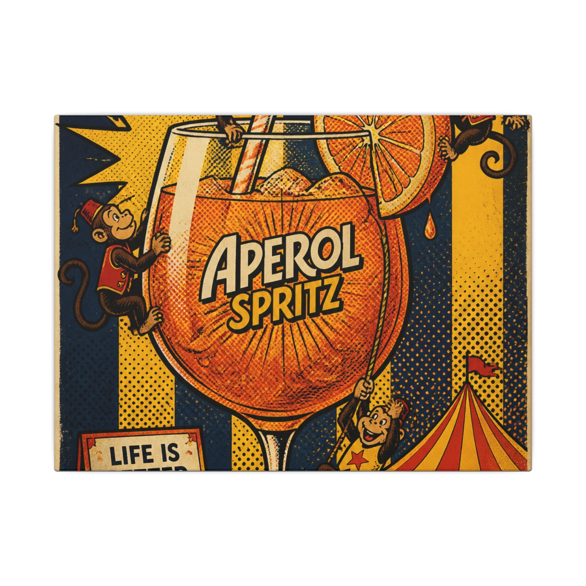 Aperol Spritz Monkeys Wall Art Canvas 24×36 Pop Art Restaurant Decor Maximalist Print