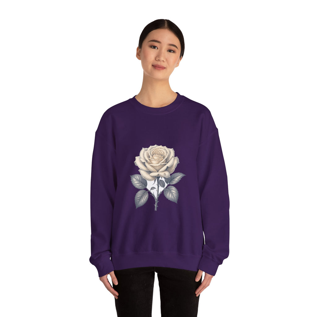 Matching Couple Sweatshirt - Rose & Thorn Matching Couple Crewneck Sweatshirt Vintage Art His Hers Wedding Gift - Design A