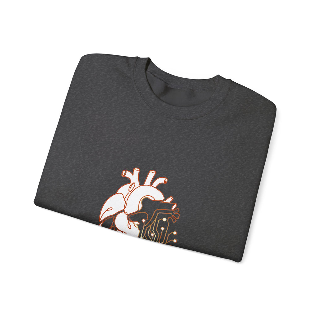 Matching Couple Sweatshirt - Robot & Heart Matching Couple Crewneck Sweatshirt Minimalist Art His Hers Valentine Gift - Design B